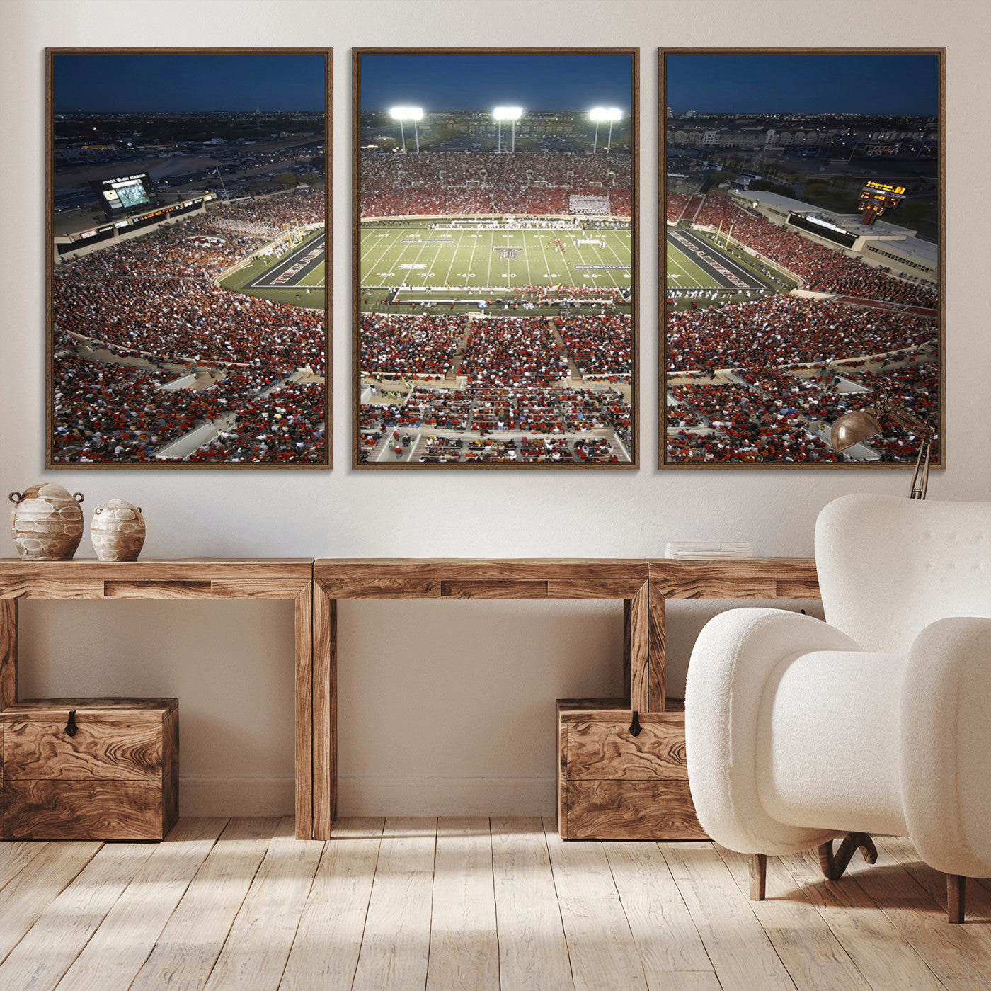MGV-FC-60X30-3P - Texas Tech Red Raiders Football Team Print - Lubbock Jones AT&T Stadium Wall Art Canvas Print