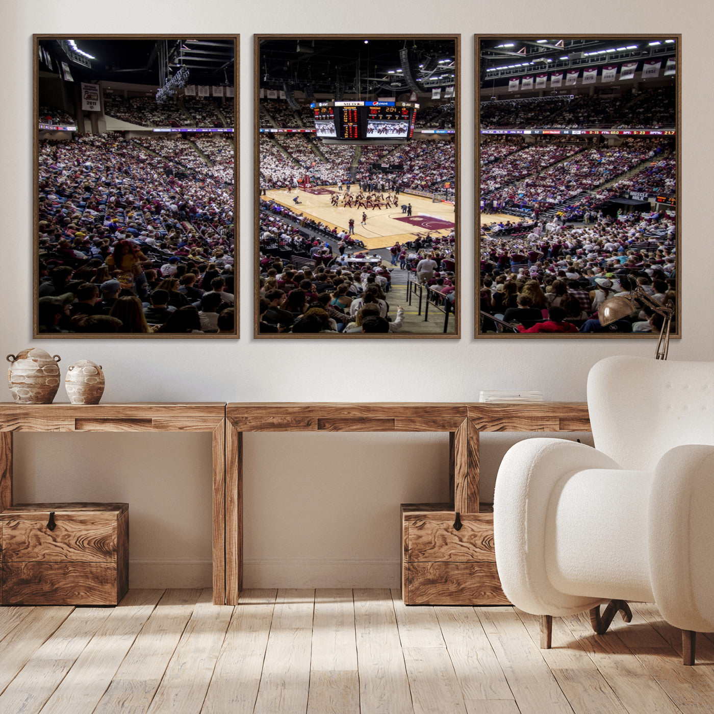 MGV-FC-60X30-3P - University of Nebraska Cornhuskers Basketball Team Print - Lincoln Red Arena Wall Art Canvas Print