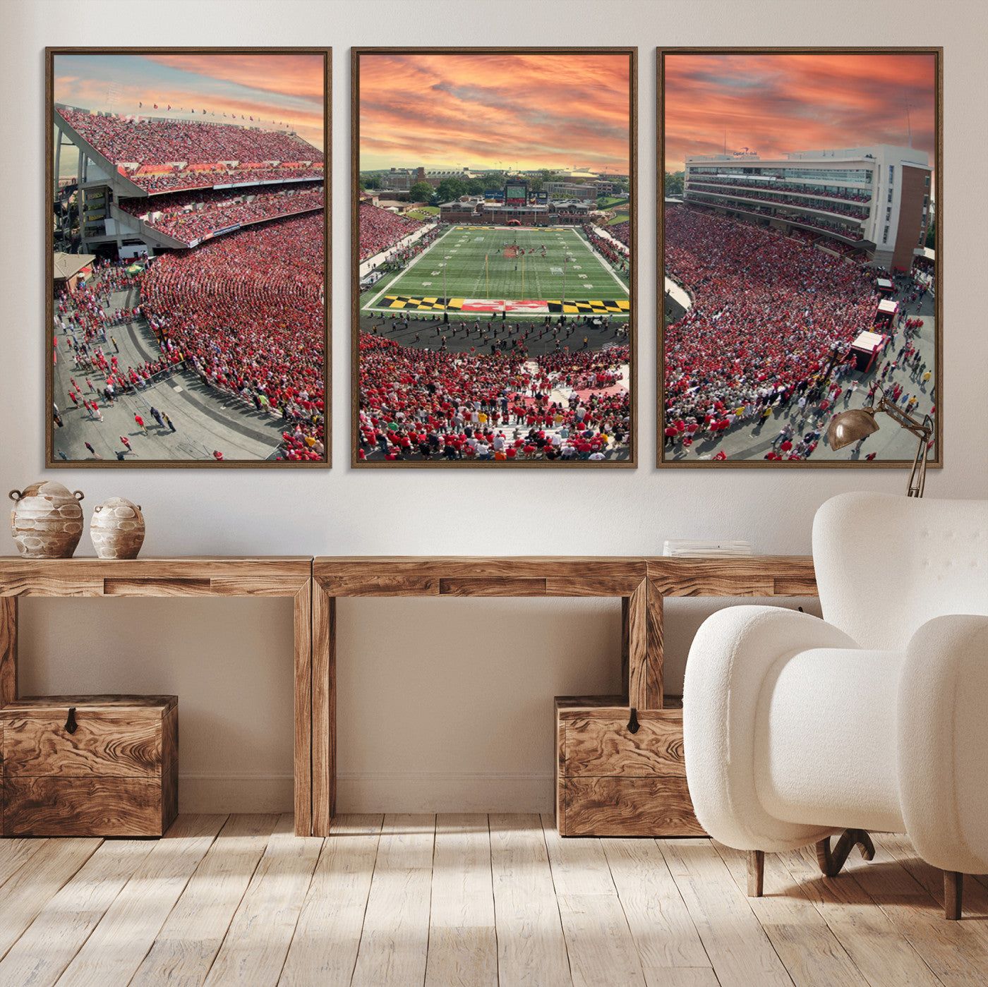 MGV-FC-60X30-3P - University of Maryland Terrapins Football Team Print - College Park SECU Stadium Wall Art Canvas