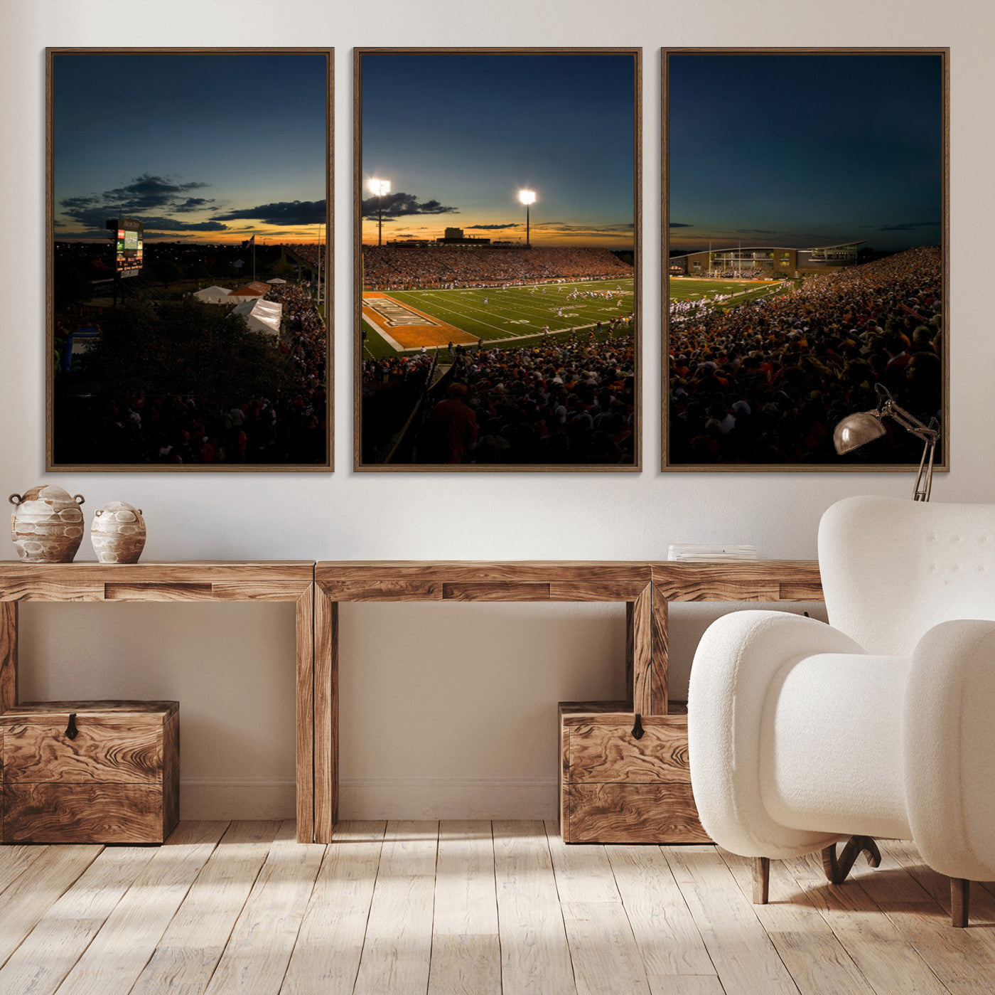 MGV-FC-60X30-3P - Ball State Cardinals Football Team Print - Muncie Scheumann Stadium Wall Art Canvas Print
