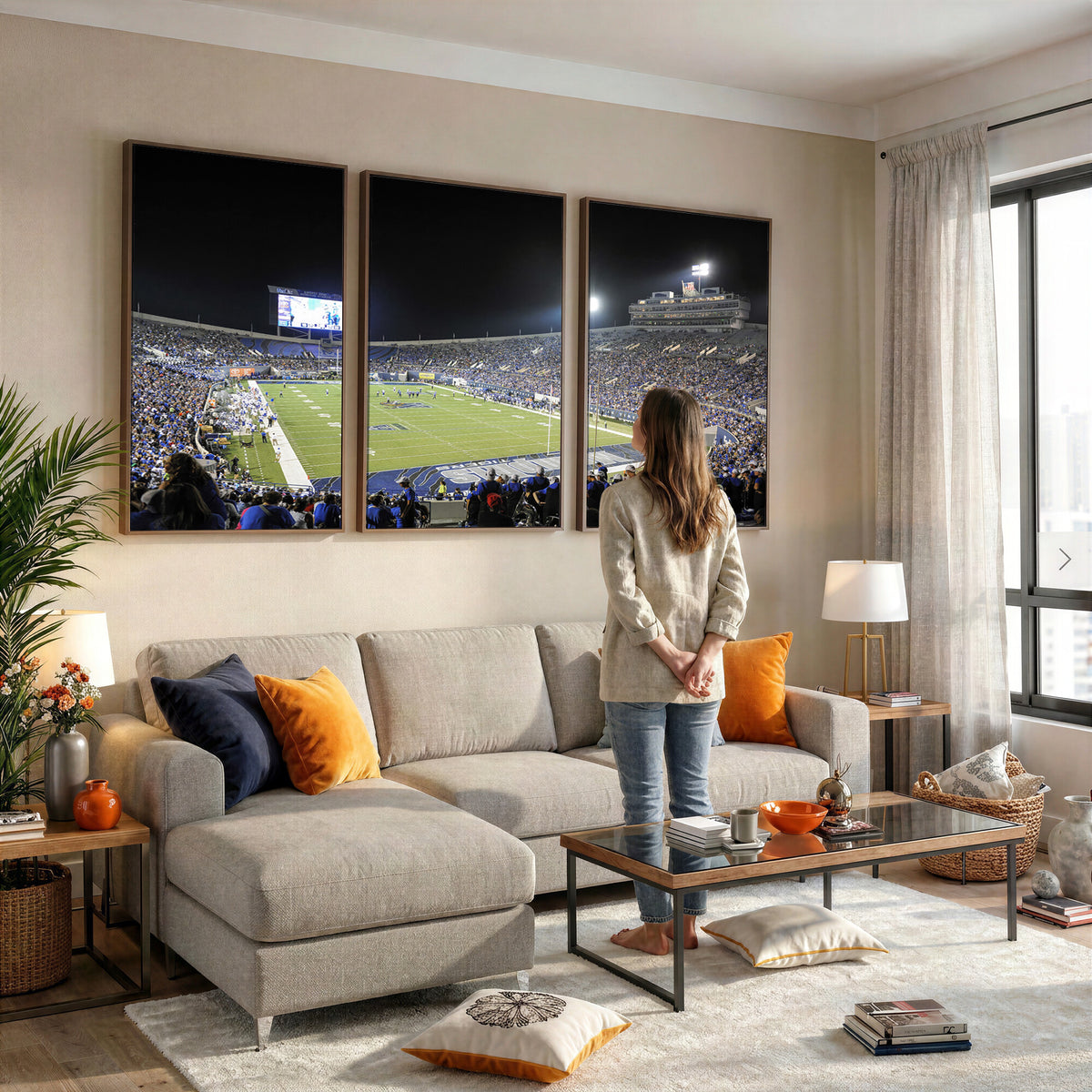 10894-PAN-FL-20X10 - University of Memphis Tigers Football Team Print - Memphis Simmons Bank Liberty Stadium Wall Art