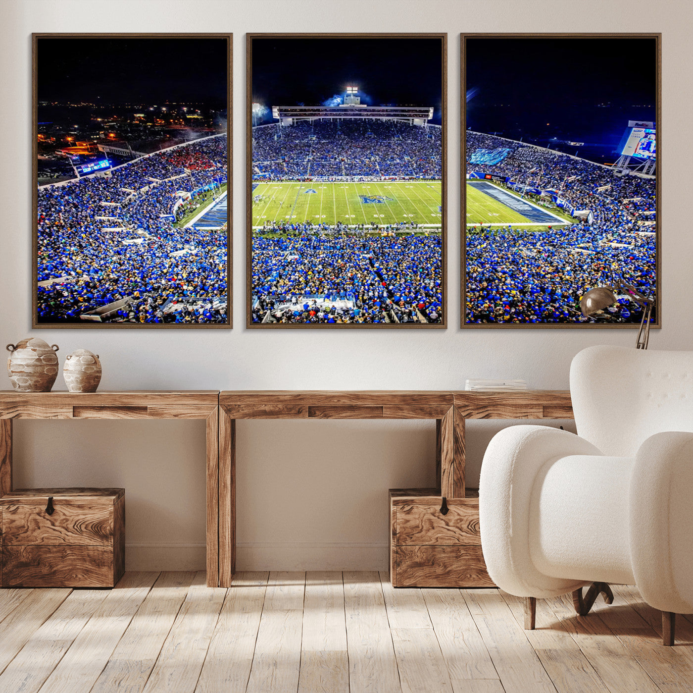 MGV-FC-60X30-3P - University of Memphis Tigers Football Team Print - Memphis Simmons Bank Liberty Stadium Wall Art