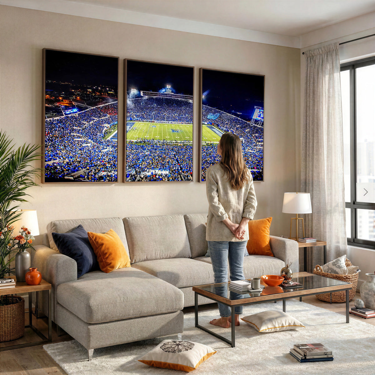 11665-PAN-FL-20X10 - University of Memphis Tigers Football Team Print - Memphis Simmons Bank Liberty Stadium Wall Art