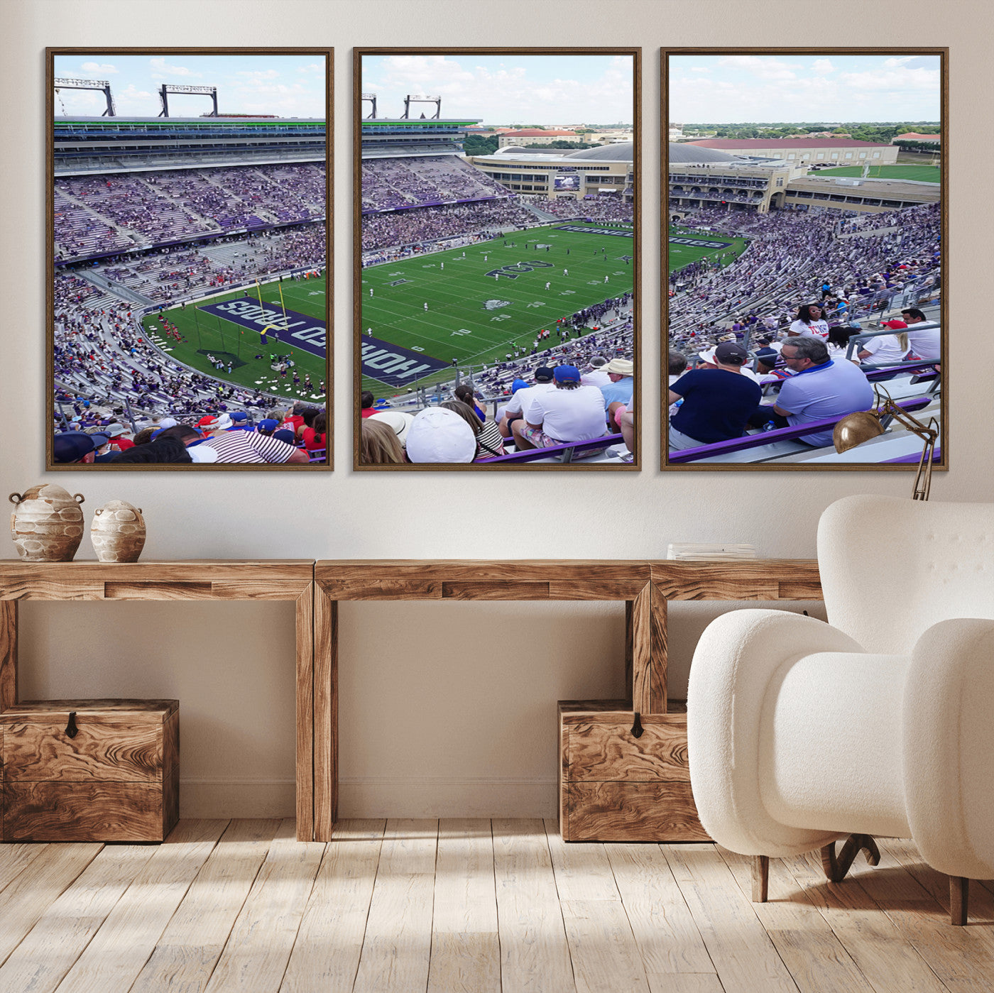 95139-MGV-CV-36X24-The Texas Christian University TCU Horned Frogs Football Team Print - Fort Worth Amon G. Carter