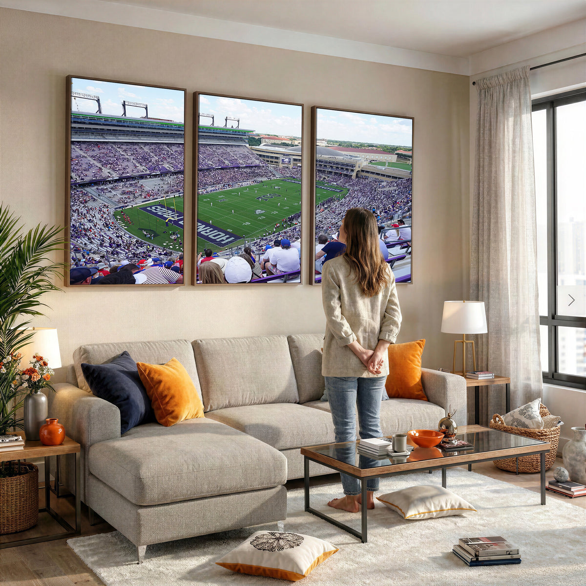 95139-MGV-CV-36X24 - The Texas Christian University TCU Horned Frogs Football Team Print, Fort Worth