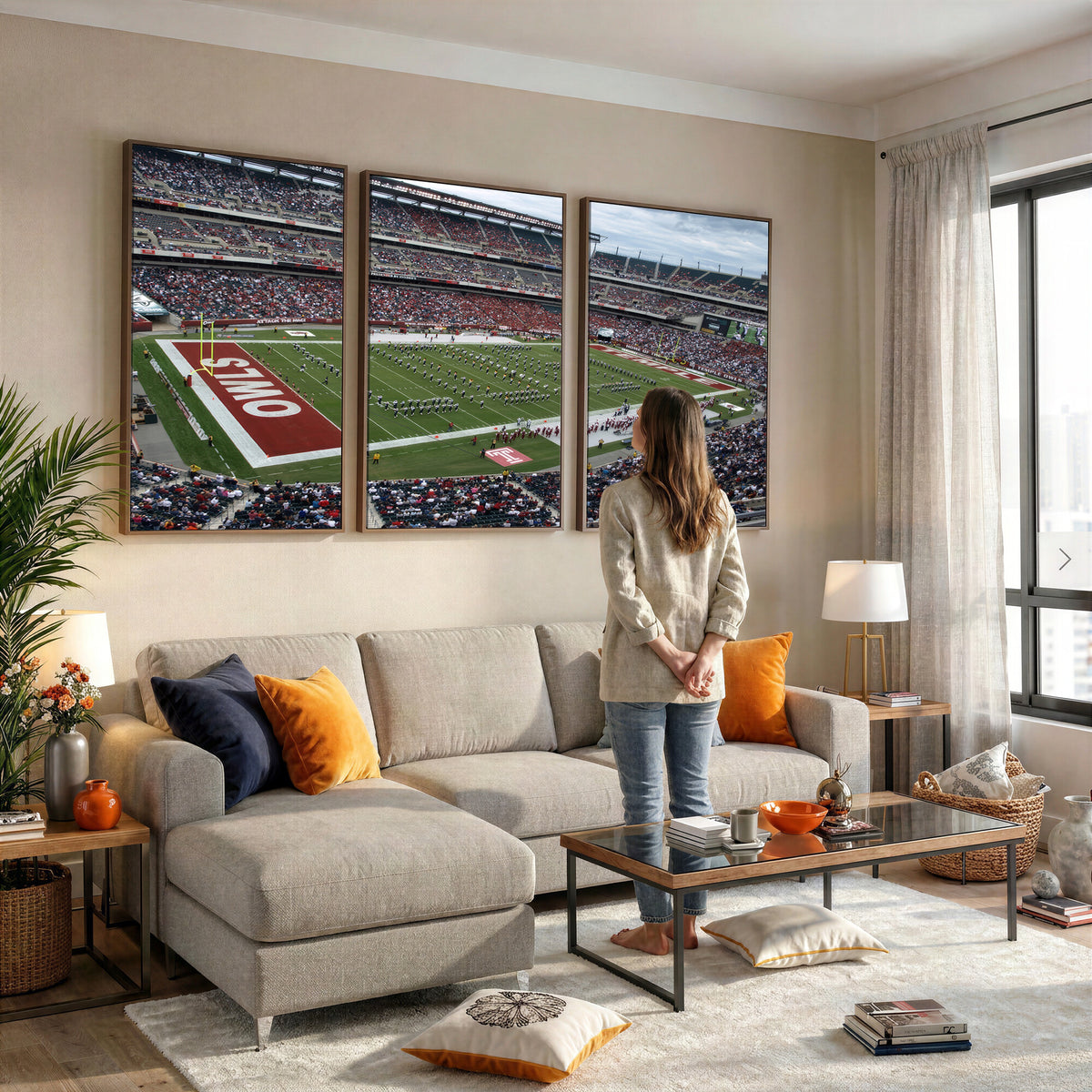 15310-PAN-FL-20X10 - The Temple University Owls Athletics Team Print - Philadelphia Lincoln Financial Field Stadium Wall