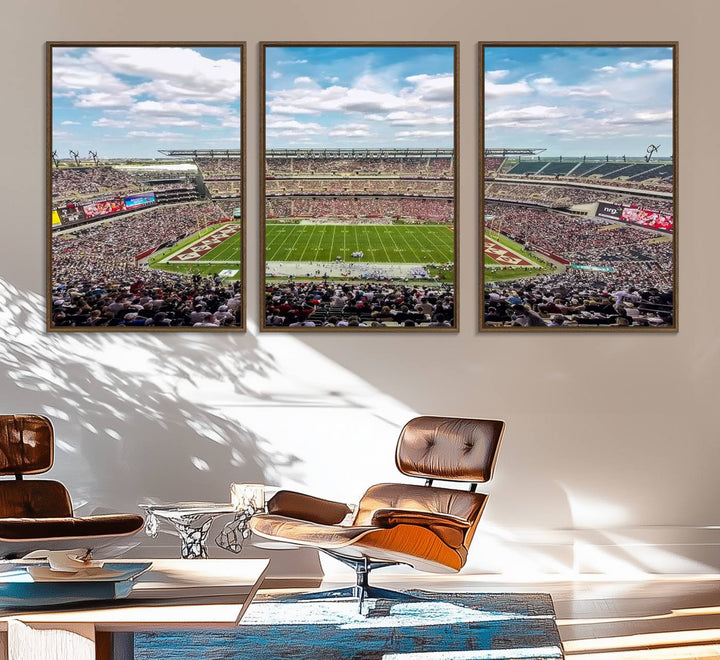 The Temple University Owls Athletics canvas print of a game at Lincoln Financial Field.