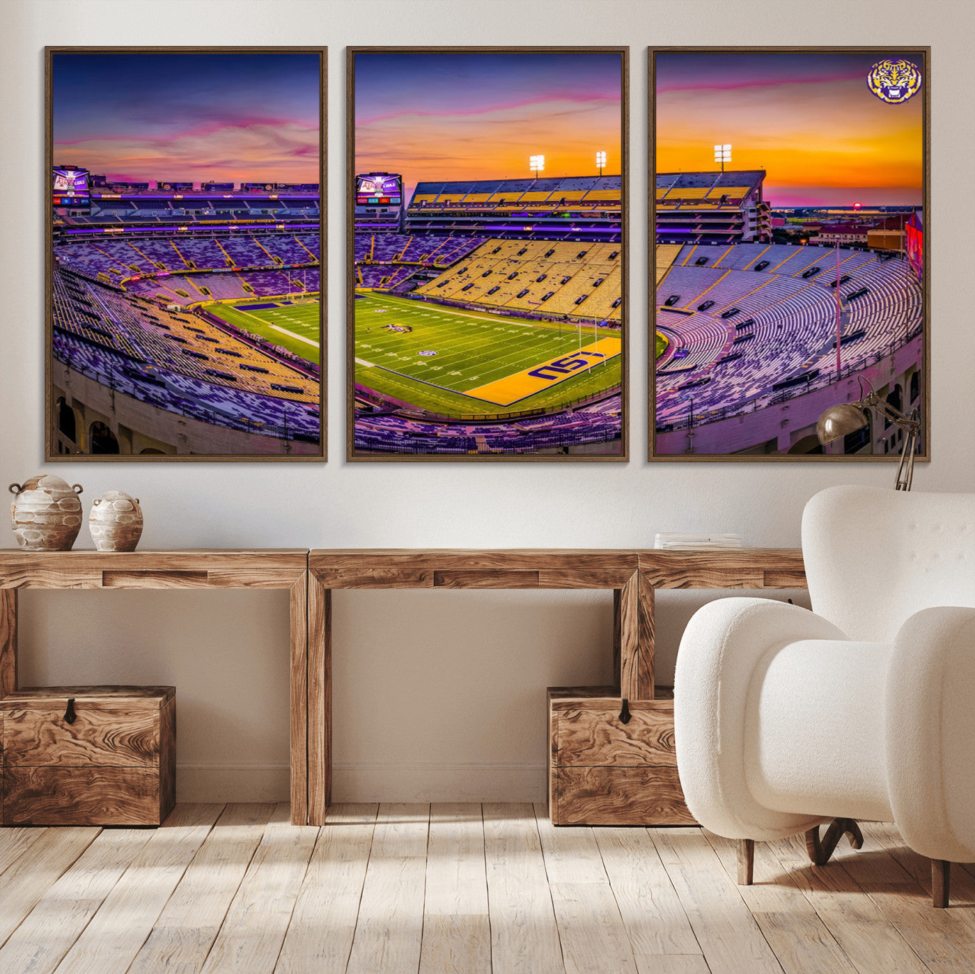 MGV-FC-60X30-3P - The Louisiana State University Tigers Football Team Print - Baton Rouge Tiger Stadium Wall Art