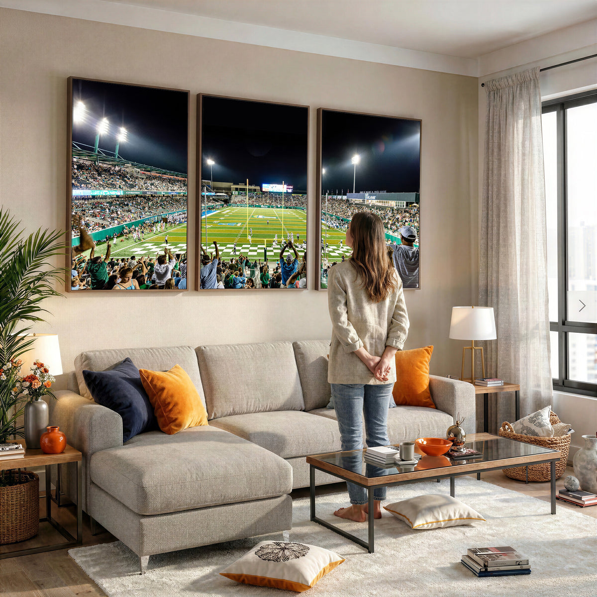 56448-MGV-CV-36X24 - The Tulane University Green Wave Football Team Print, New Orleans Yulman Stadium