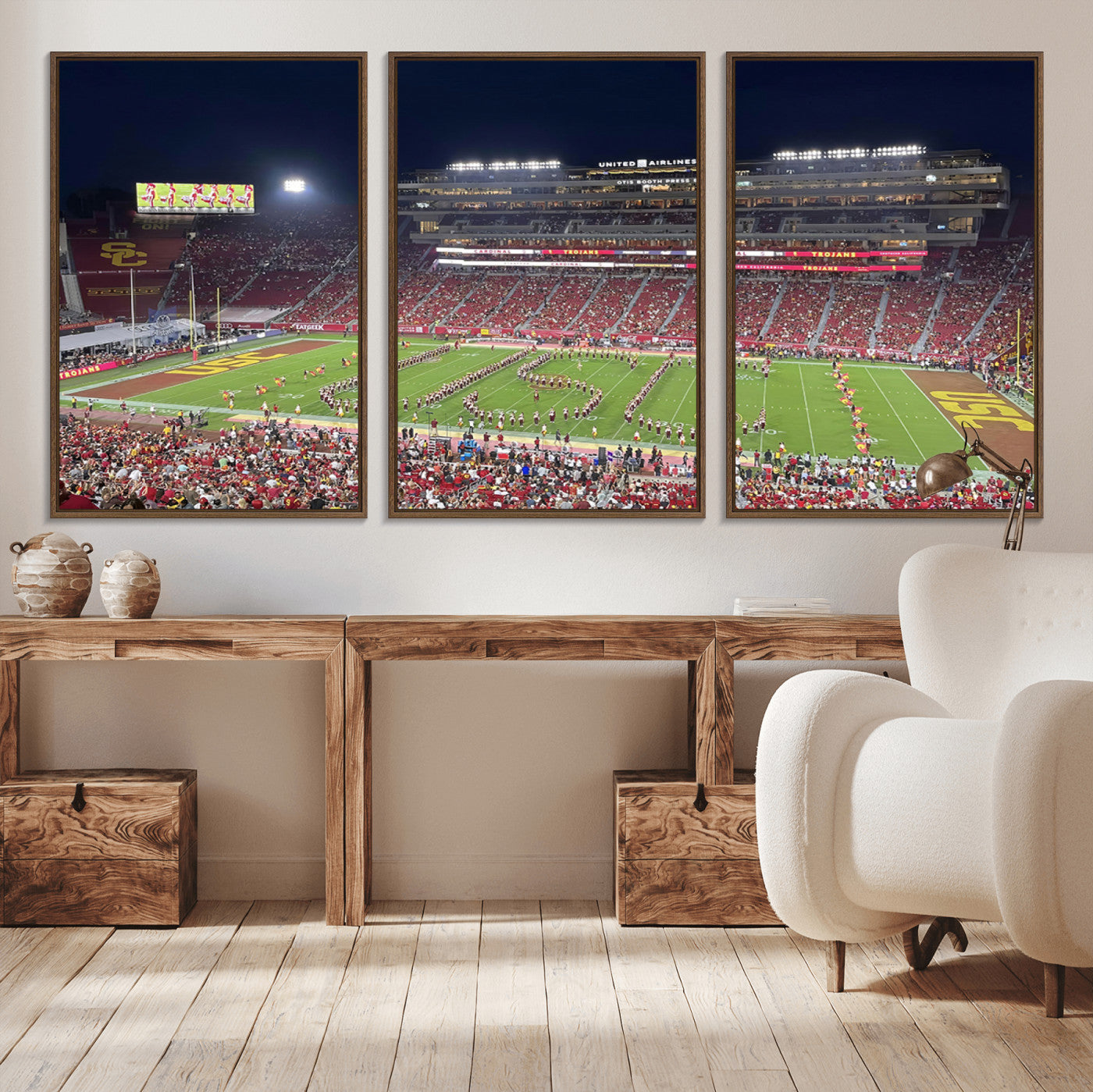 MGV-FC-60X30-3P - The University of Southern California USC Trojans Football Team Print - Los Angeles Memorial