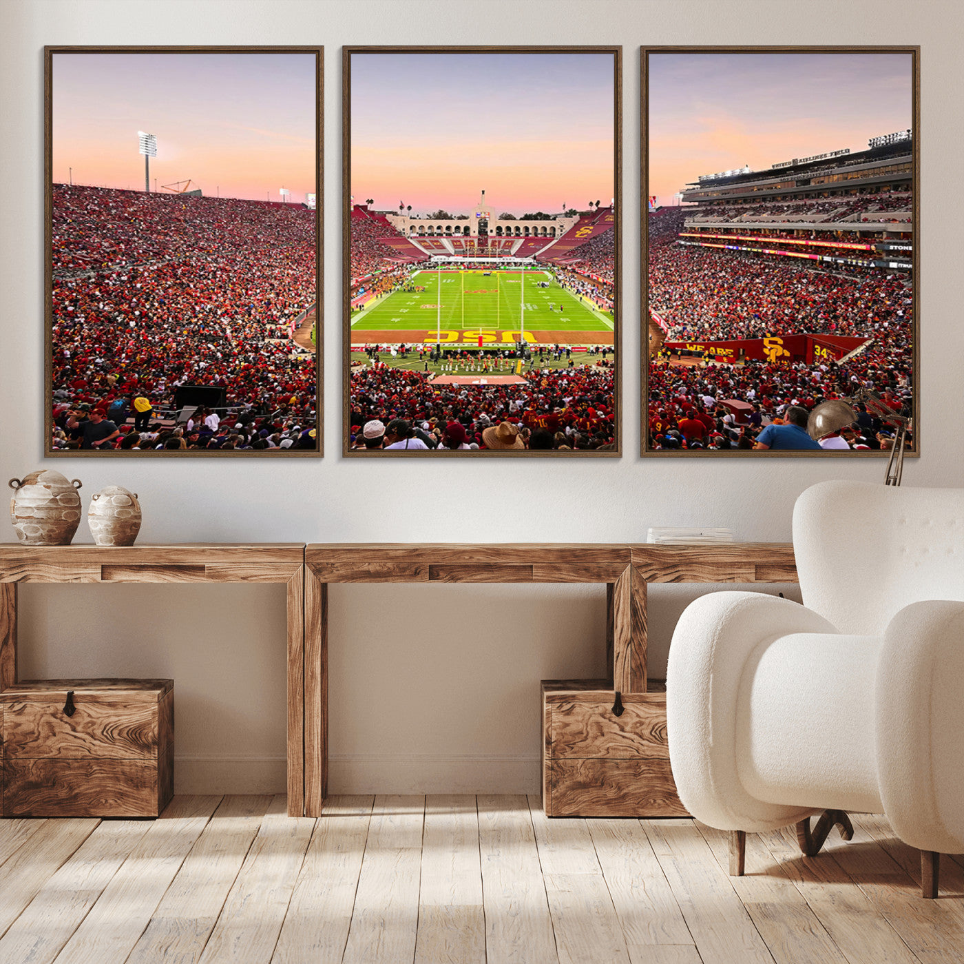 39904-MGV-CV-36X24-The University of Southern California USC Trojans Football Team Print - Los Angeles Memorial