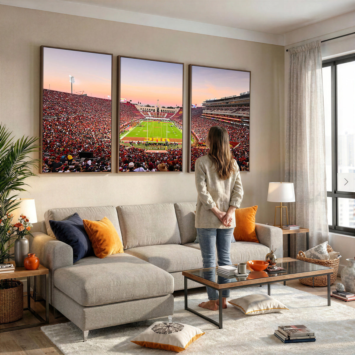 39904-MGV-CV-36X24 - The University of Southern California USC Trojans Football Team Print, Home Bar Wall Decor