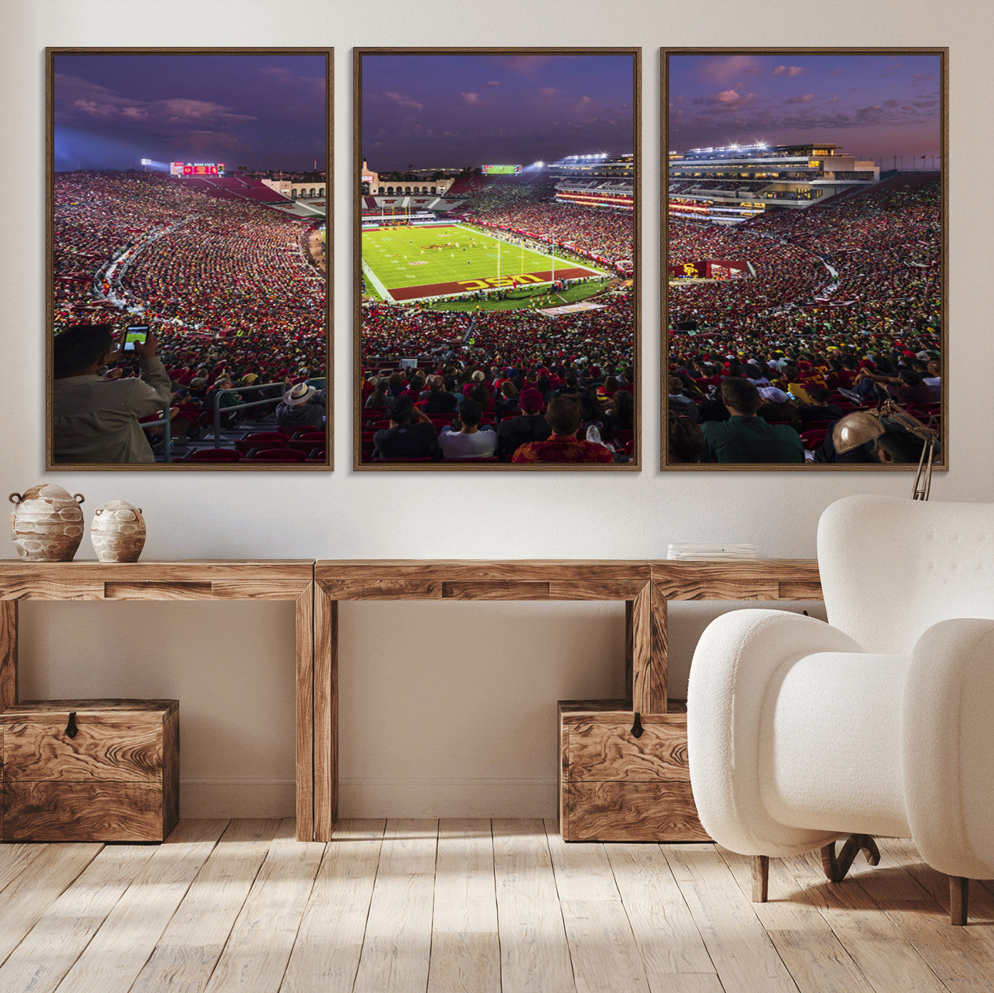 MGV-FC-60X30-3P - The University of Southern California USC Trojans Football Team Print - Los Angeles Memorial