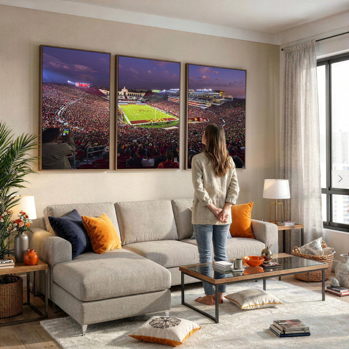 73373-MGV-CV-36X24 - The University of Southern California USC Trojans Football Team Print, Extra Large Game Room Wall Decor