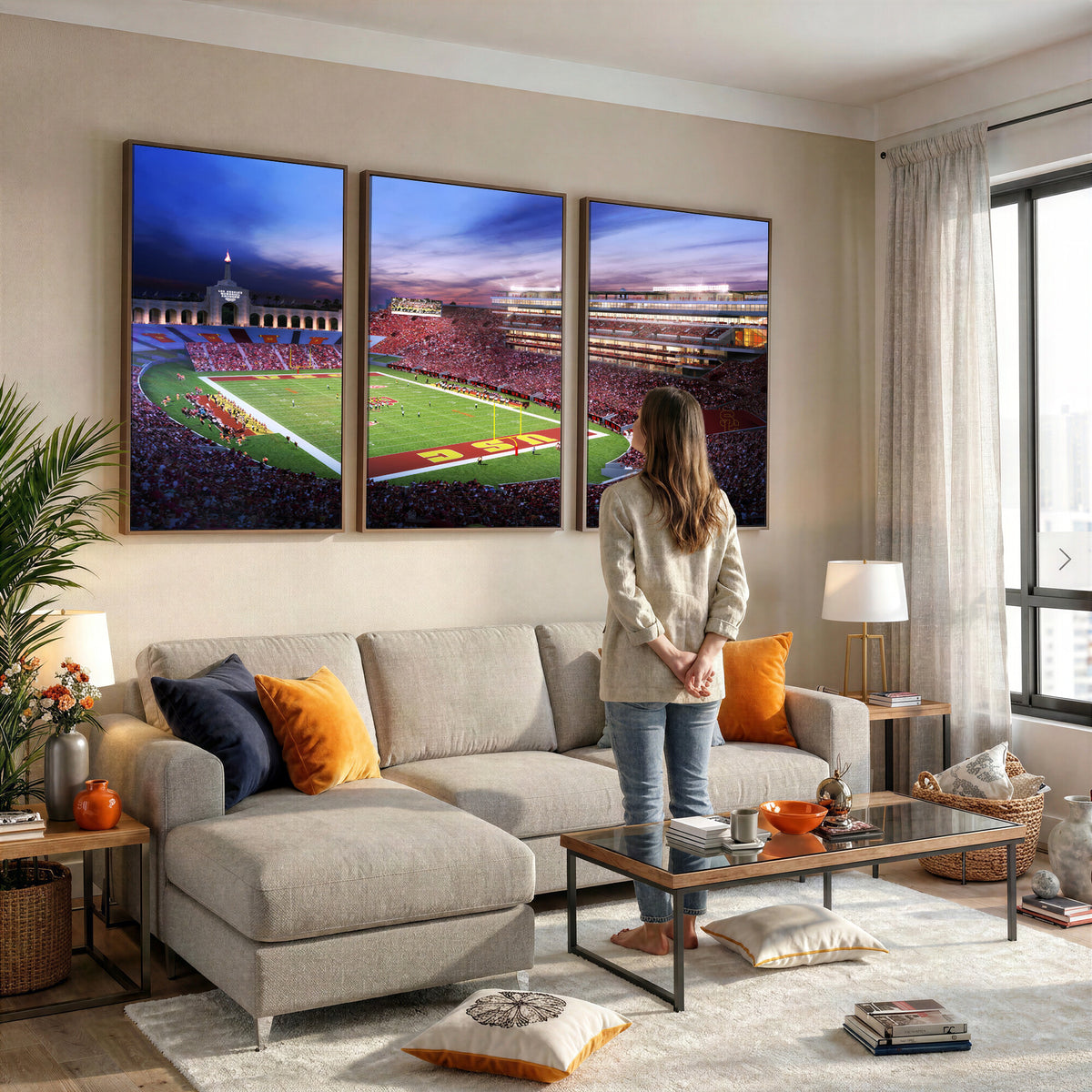 71879-MGV-CV-36X24 - The University of Southern California USC Trojans Football Team Print, Framed and Ready to Hang