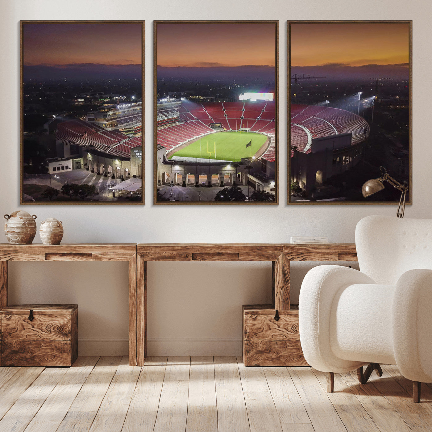 MGV-FC-60X30-3P - The University of Southern California USC Trojans Football Team Print - Los Angeles Memorial