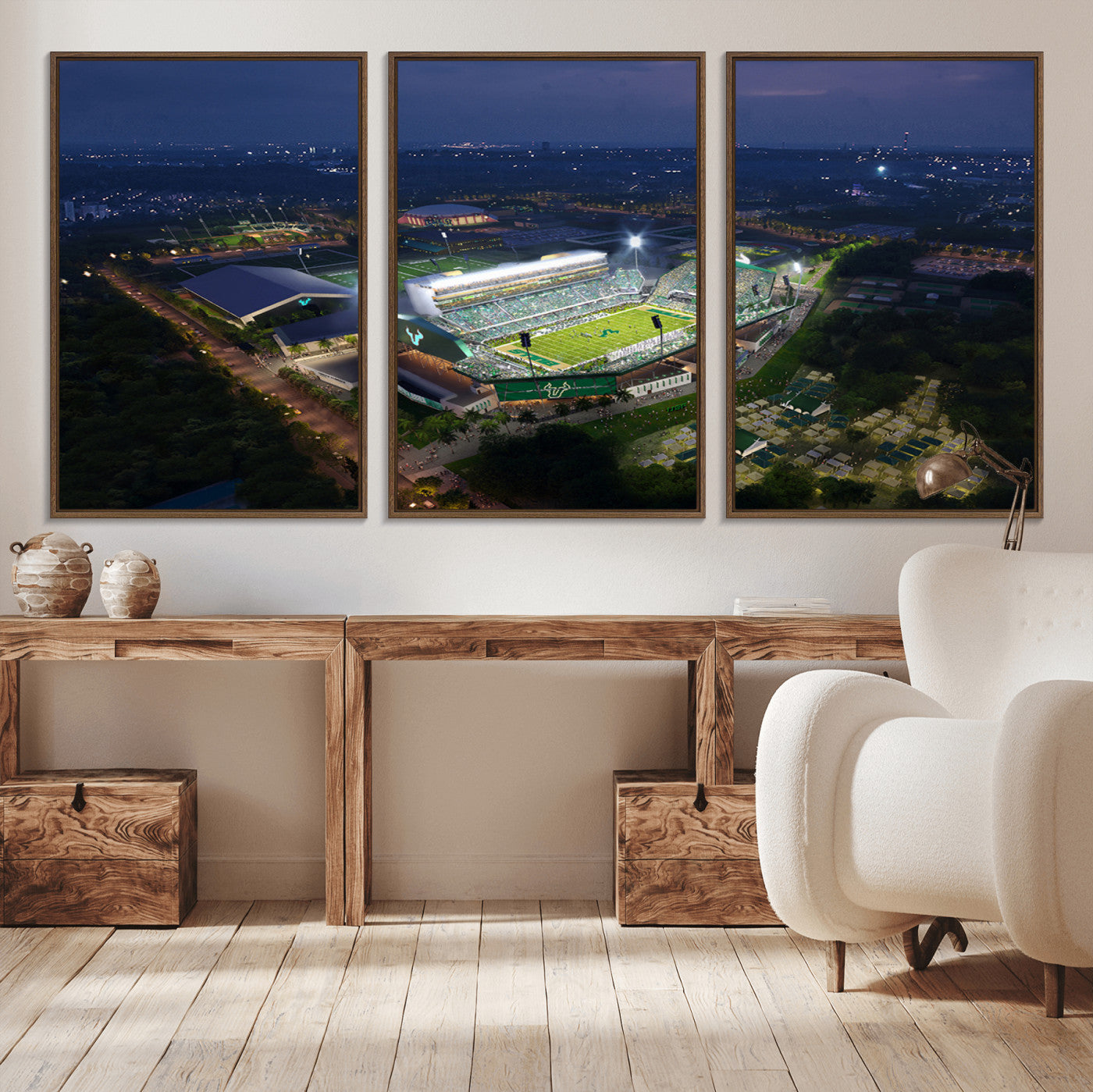 MGV-FC-60X30-3P - The University of South Florida Bulls Football Team Print - Tampa USF Football Stadium Wall Art Canvas Print