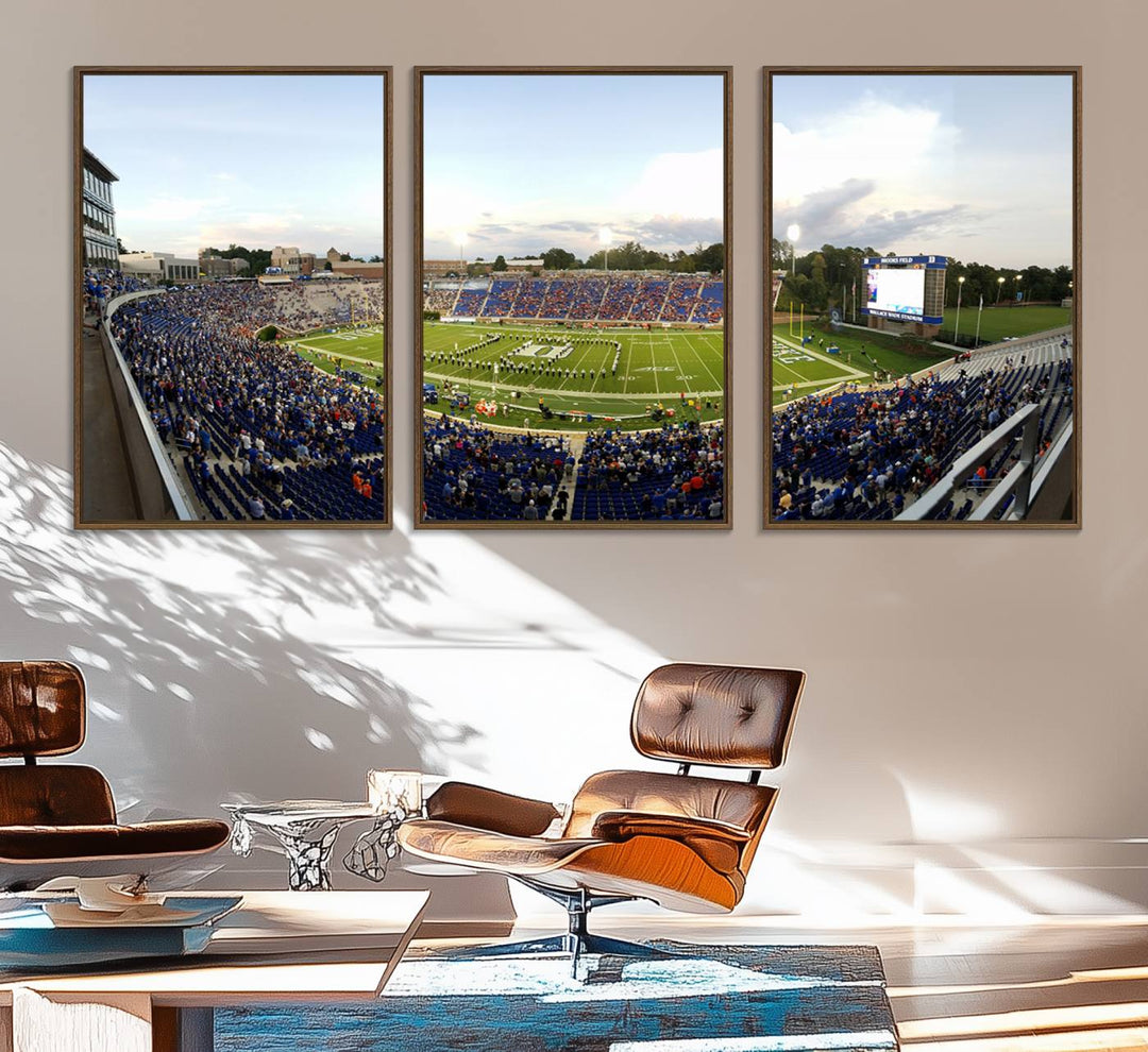 Wallace Wade Stadium print featuring a green field and sky.