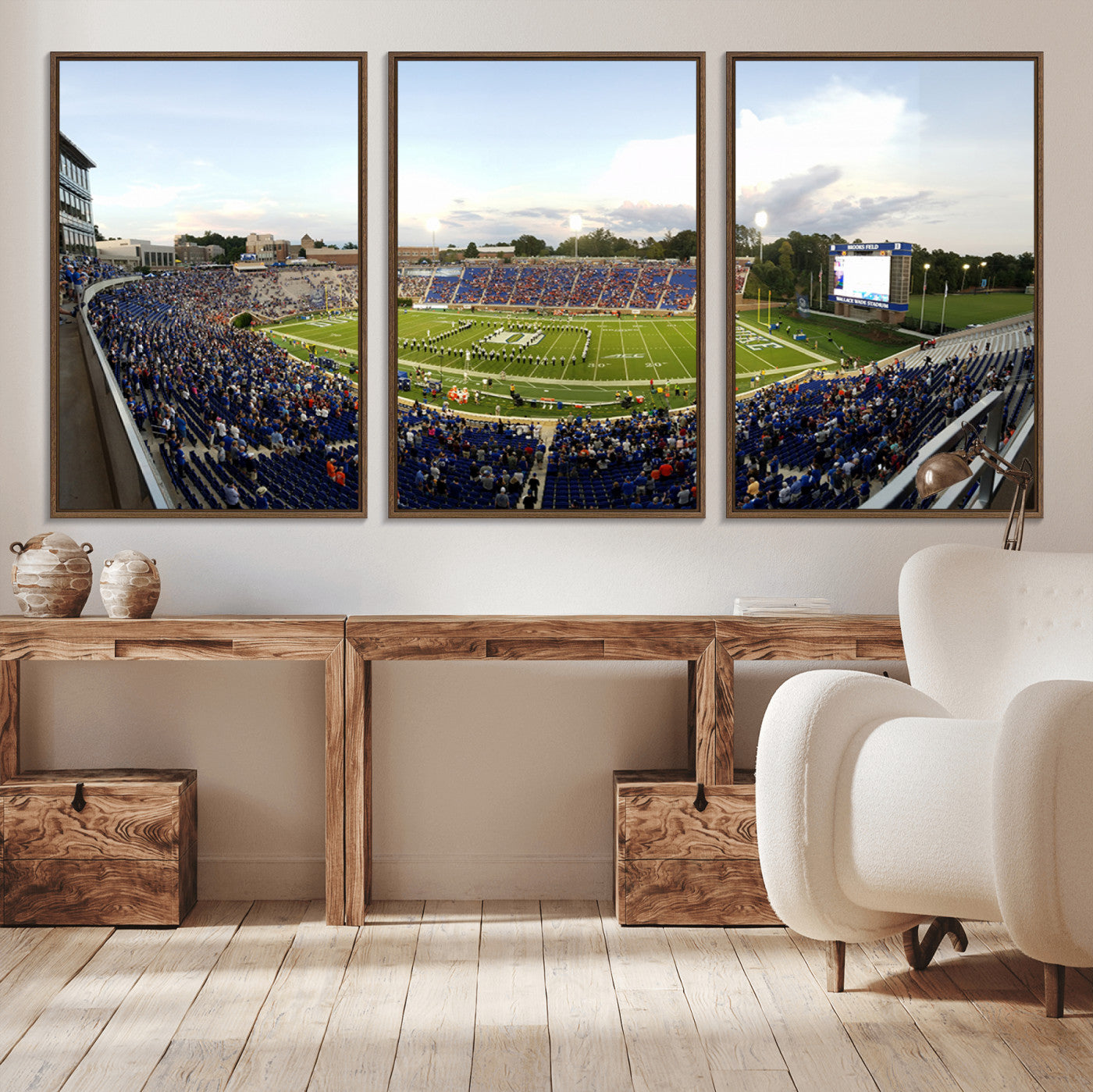 MGV-FC-60X30-3P - The Duke University Blue Devils Football Team Print - Durham Wallace Wade Stadium Wall Art Canvas