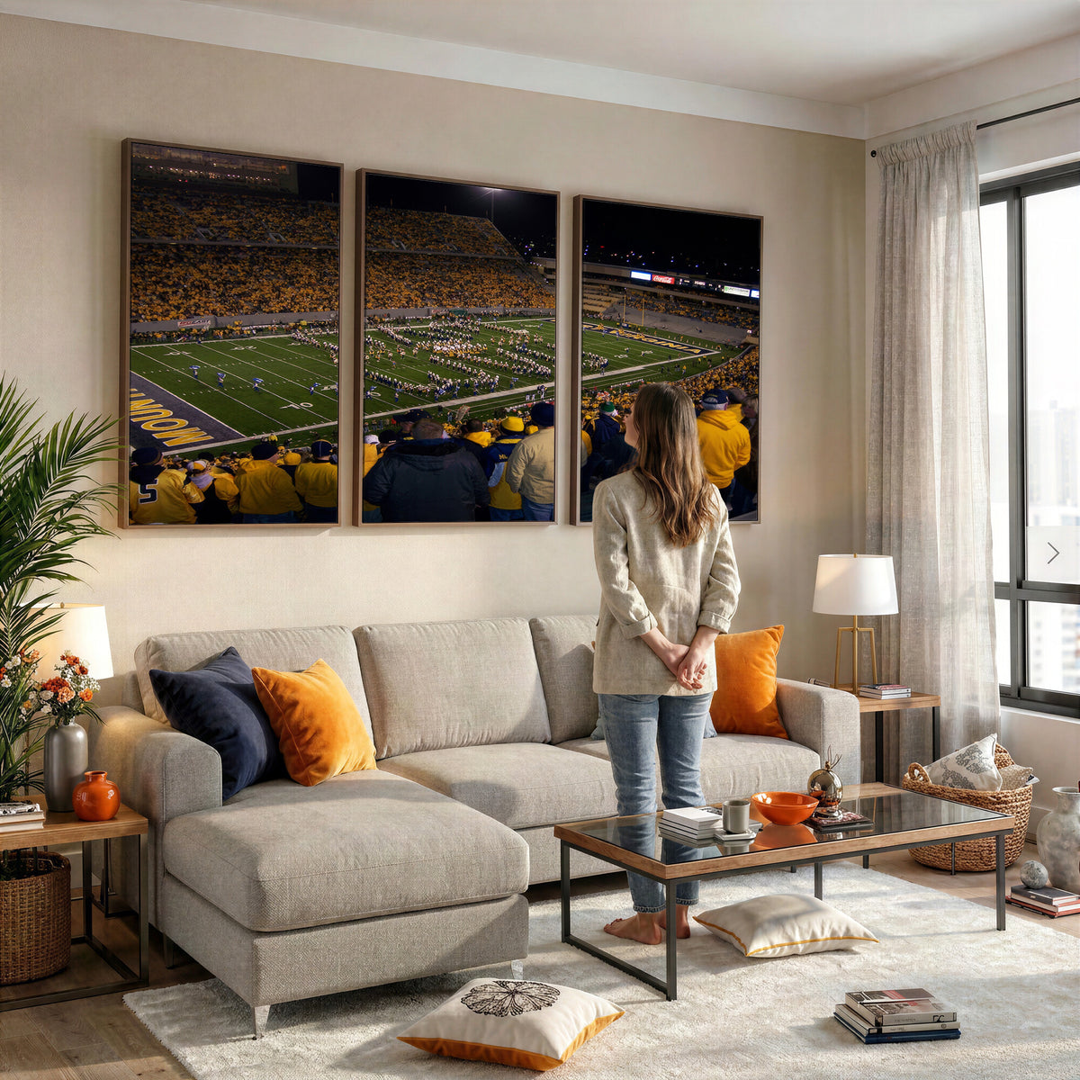 58154-MGV-CV-36X24 - West Virginia University Mountaineers Football Team Print, Milan Puskar Stadium, Morgantown