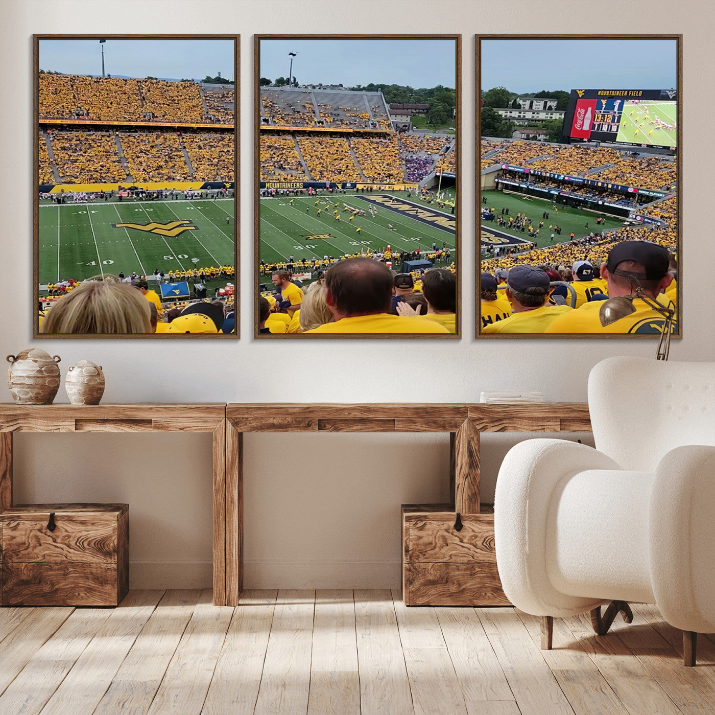 MGV-FC-60X30-3P - Puskar Stadium Canvas Print Wall Art - Morgantown Print - West Virginia University Mountaineers