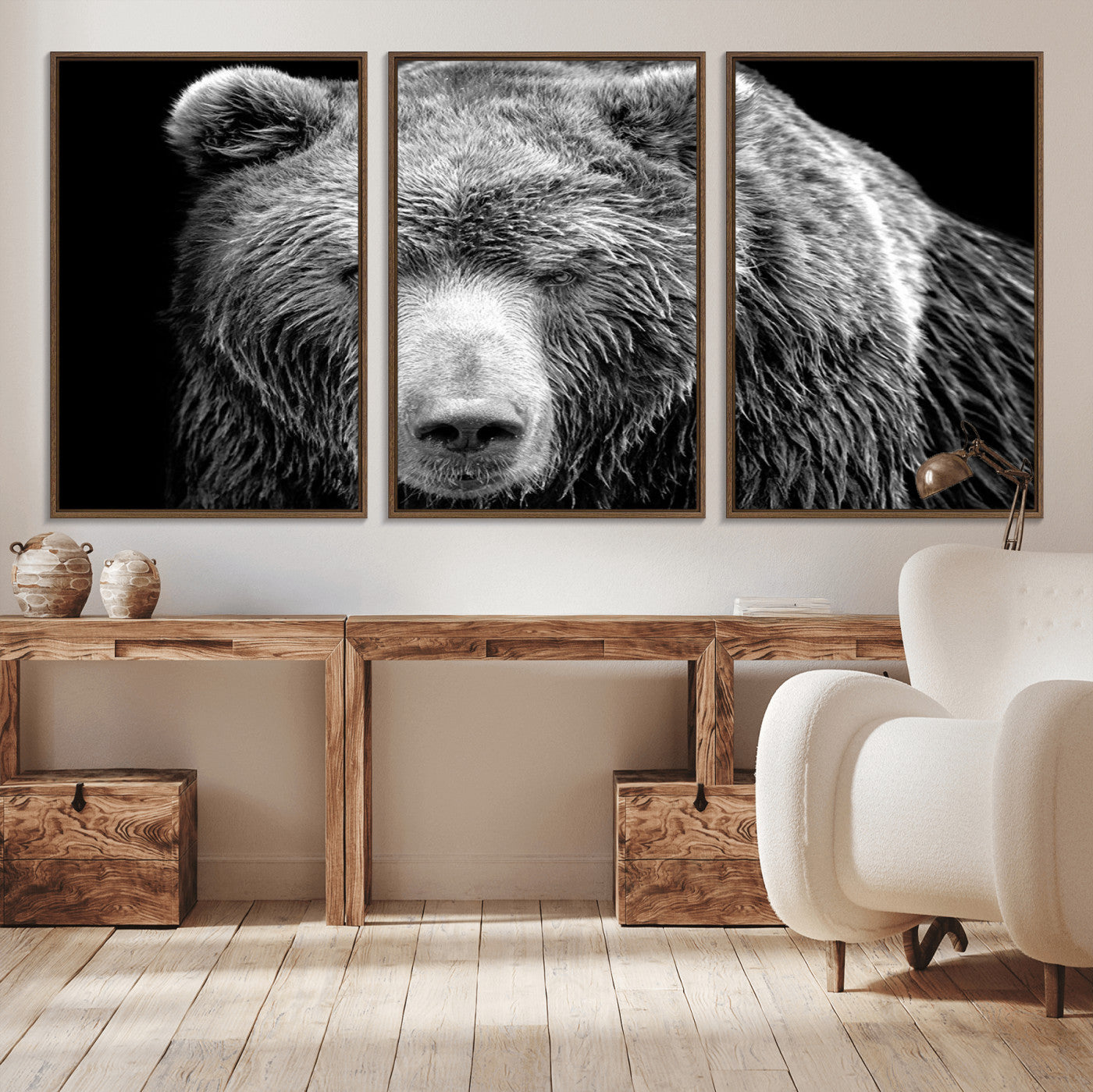 70851-MGV-CV-36X24-399 Grizzly Bear Canvas Print | Ready to Hang Wall Art | Rustic Farmhouse & Cabin Decor | Wildlife