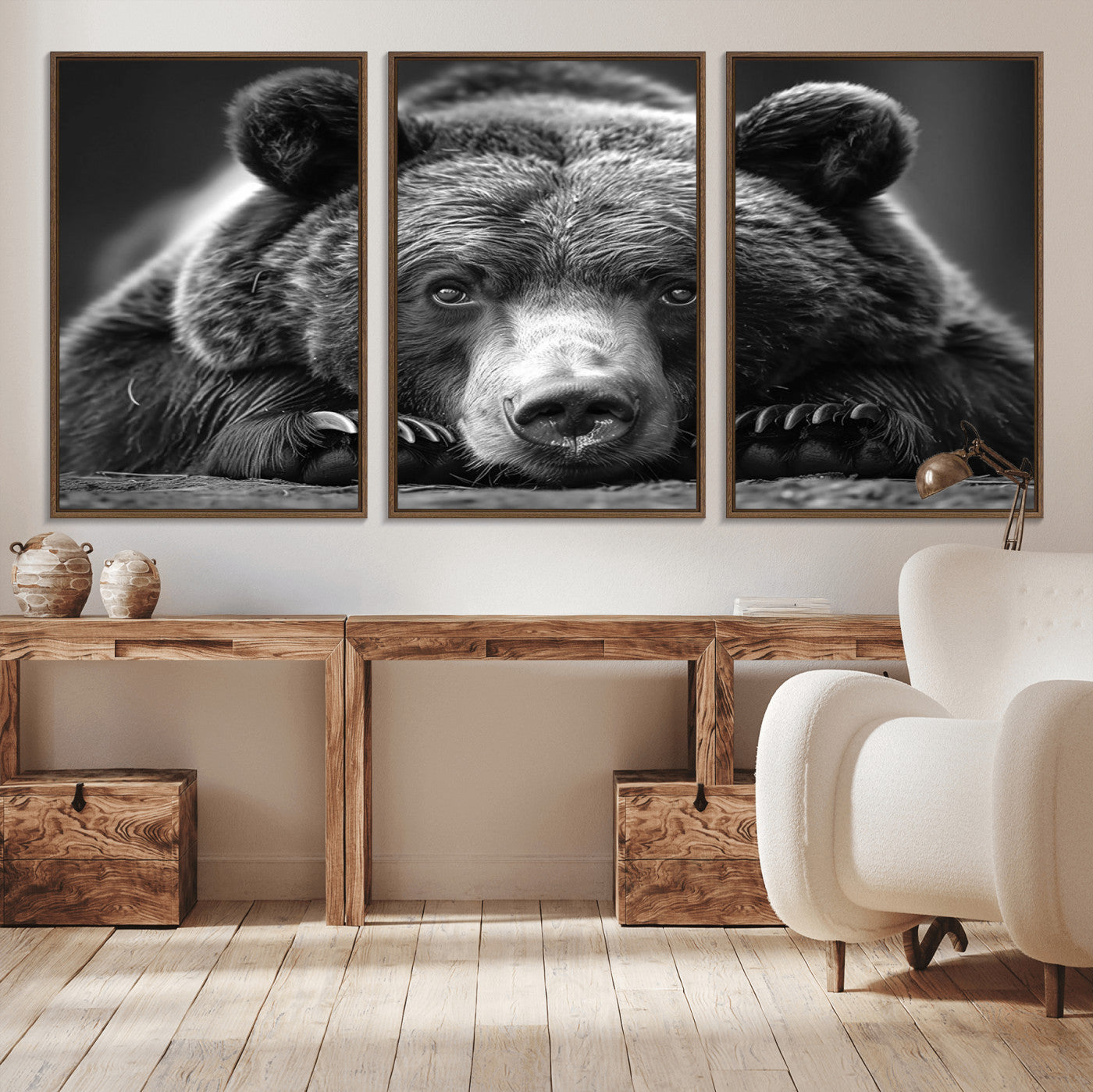 -Resting Grizzly 399 Bear Canvas Print | Ready to Hang Wall Art | Rustic Cabin & Farmhouse Decor |
