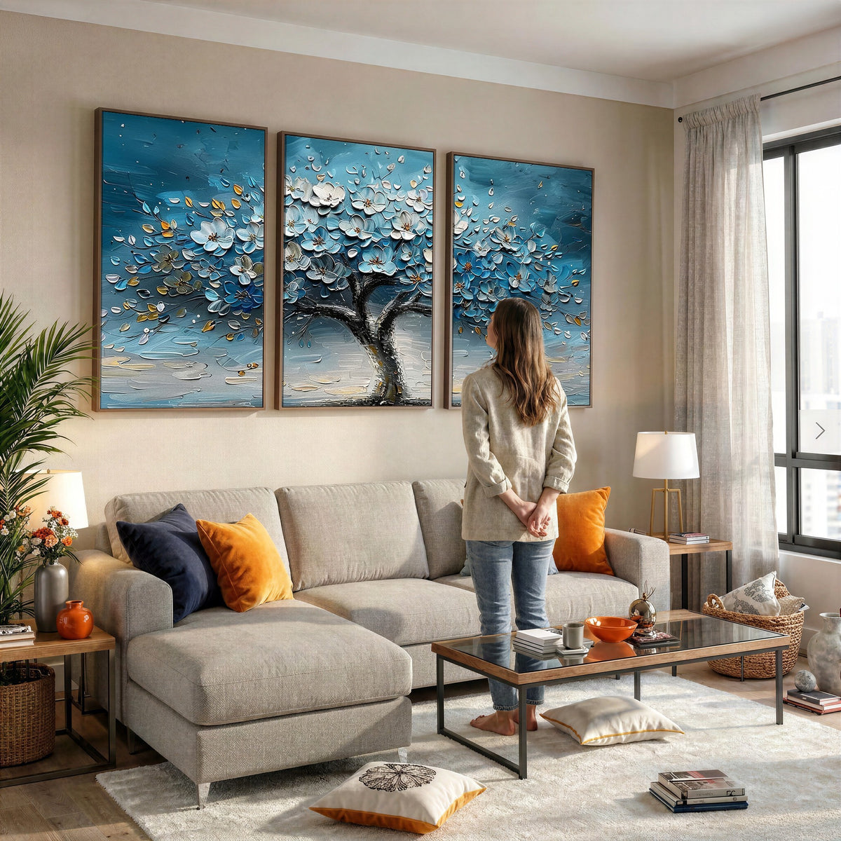 24109-_Poster-30x20 - Abstract Blooming Tree Wall Art Canvas Print, Floral Modern Home Decor
