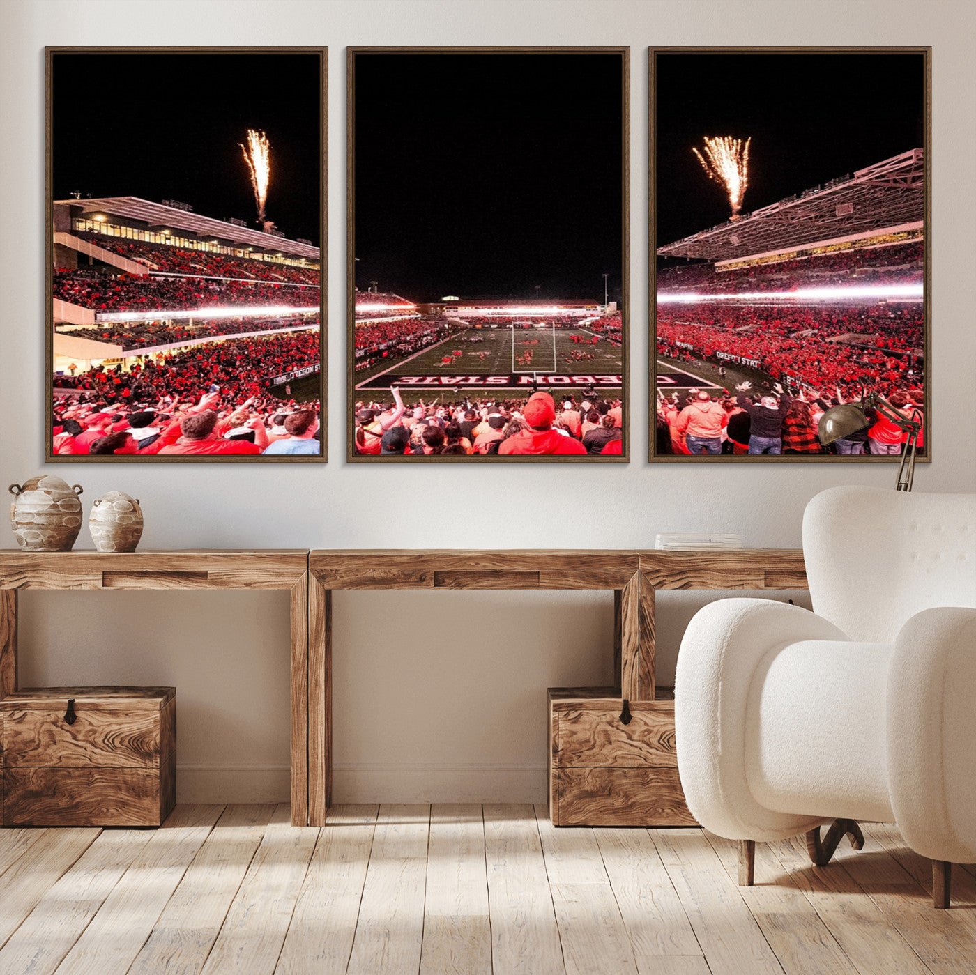 52633-MGV-CV-36X24-Oregon State Beavers Football Team Print - Corvallis Reser Stadium Wall Art Canvas Print