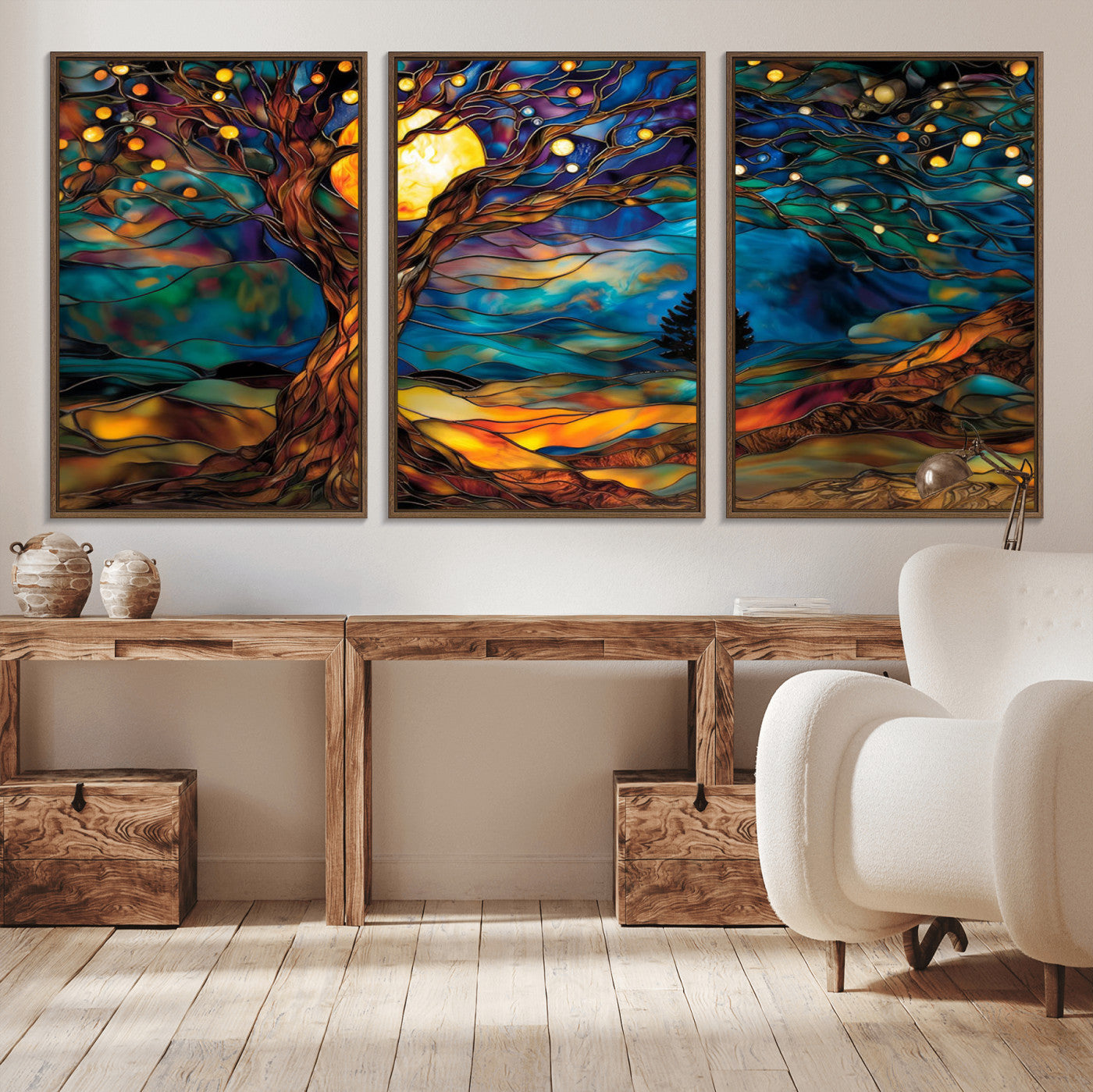 18319-MGV-CV-36X24-Tree of Life Wall Art - Yggdrasil Tree of Life Canvas Print - Vibrant Moonlit Tree Wall Art, Tree