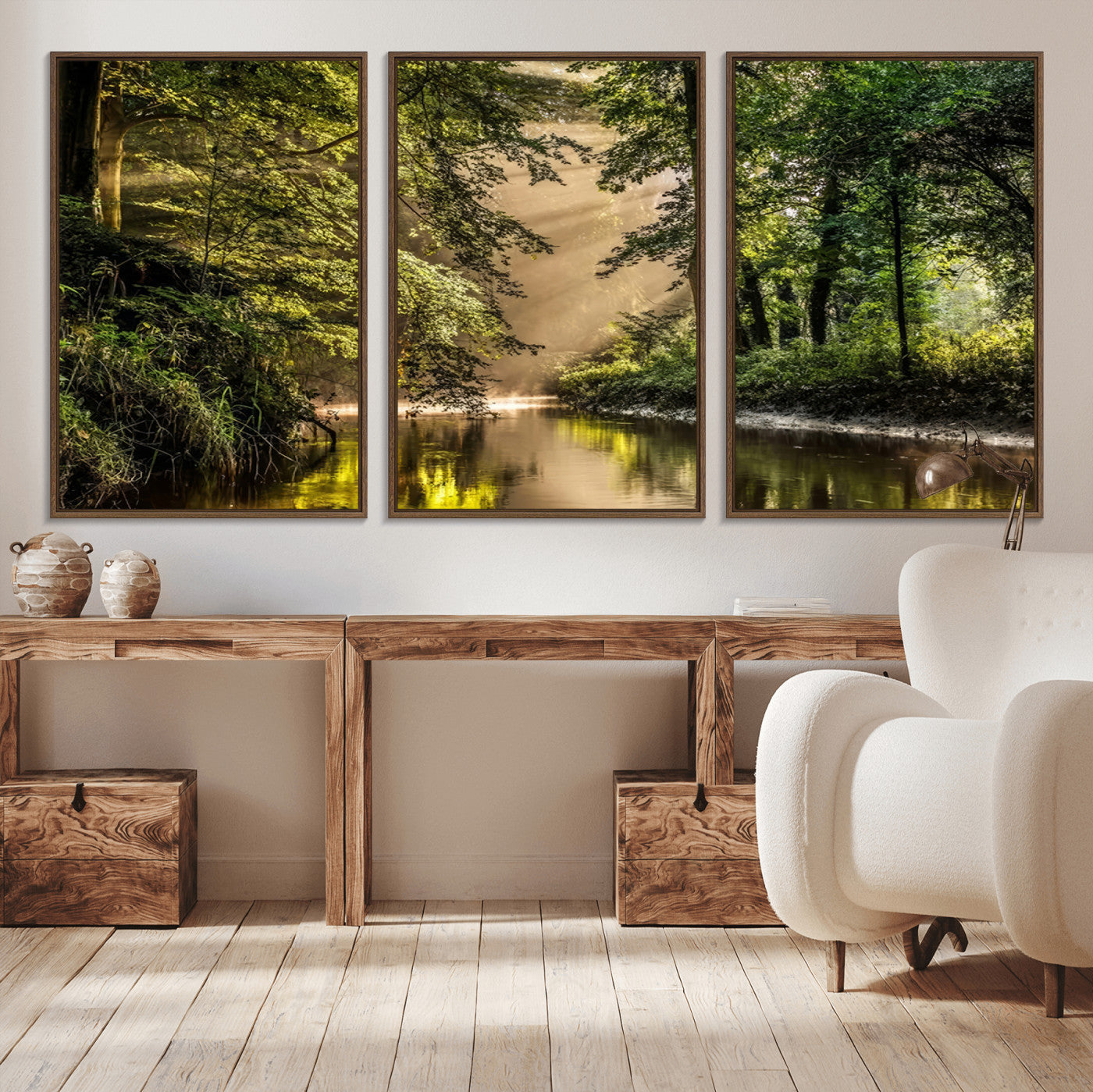 MGV-FC-60X30-3P - Forest Wall Art Print | River Landscape Wall Art | Perfect for Farmhouse Wall Decor, Cabin Wall Art