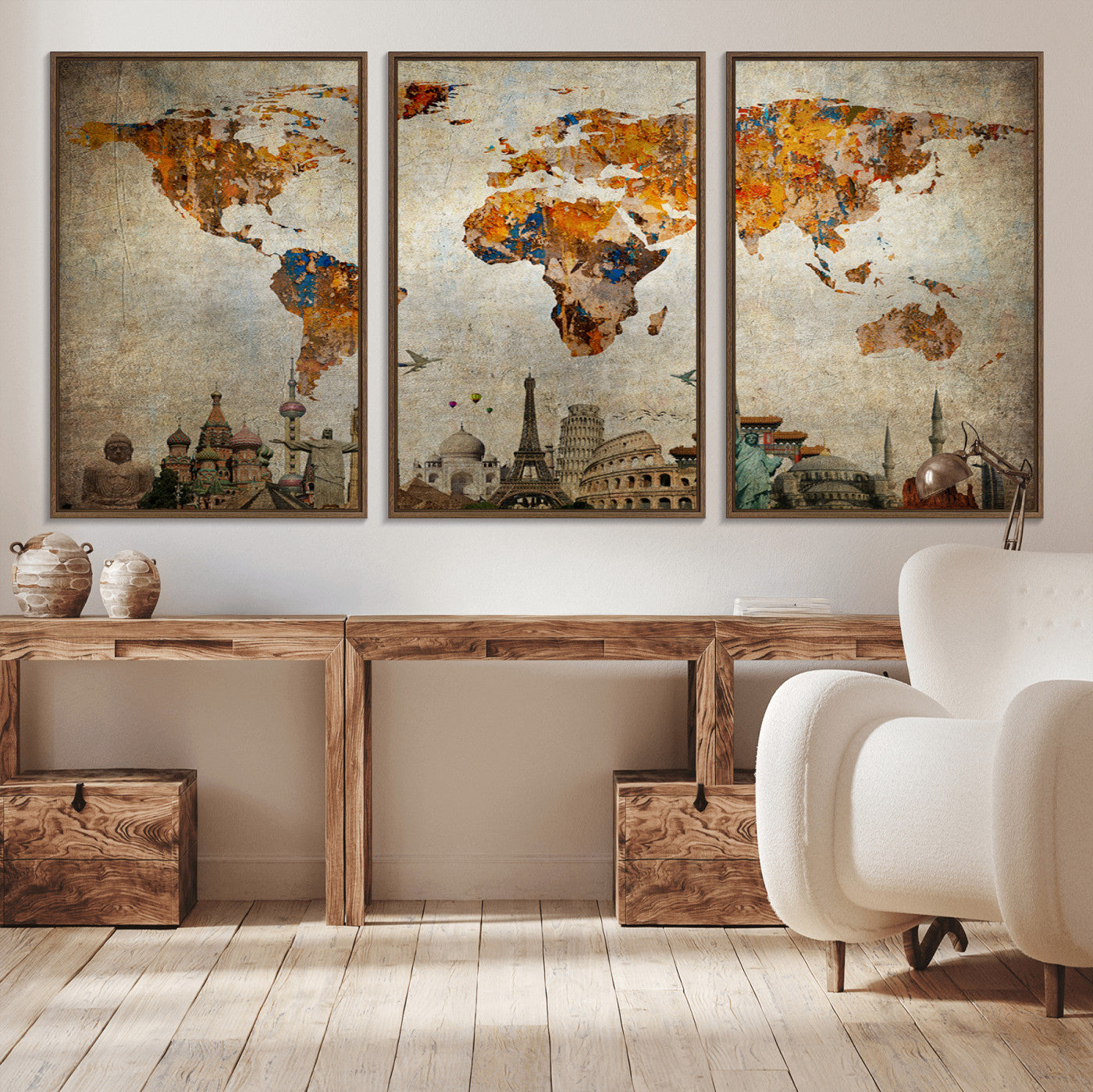 54918-MGV-CV-36X24-Push Pin World Map Canvas Print – Framed Wall Art for Couples to Track Their Travels – Anniversary Gift or Home Adventure Decor