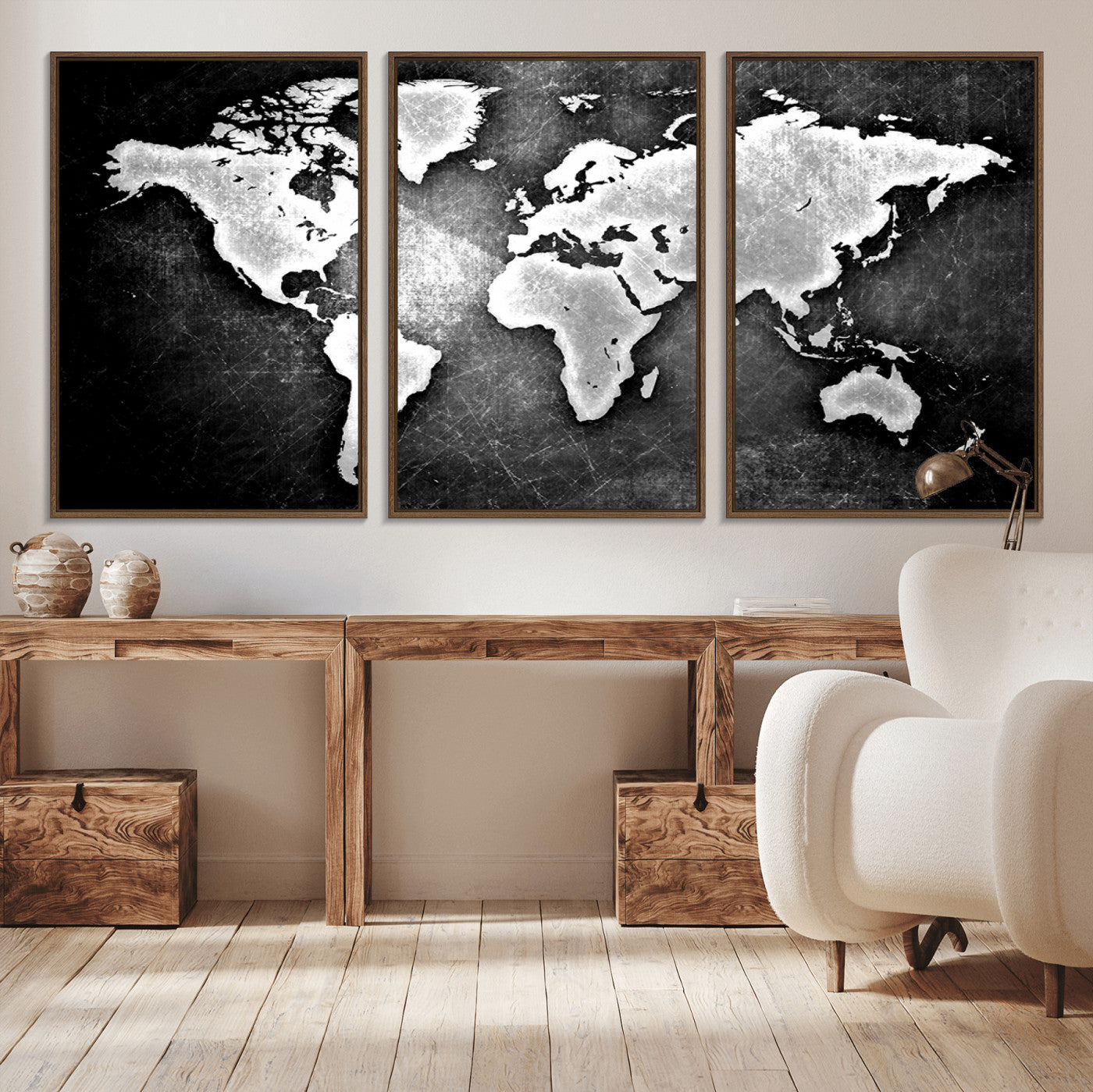 MGV-FC-60X30-3P - World Map Wall Art Canvas Print – Framed Wall Art for Anniversary Gift or Home Adventure Decor