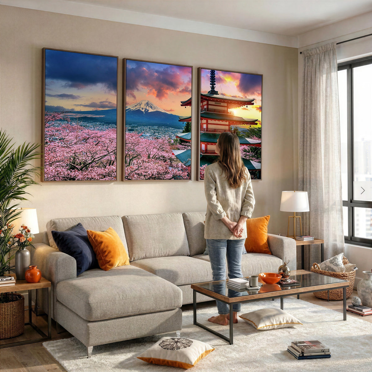 95987-MGV-CV-24X16 - Cherry Blossoms Canvas Print, Chureito Pagoda and Mount Fuji Wall Art