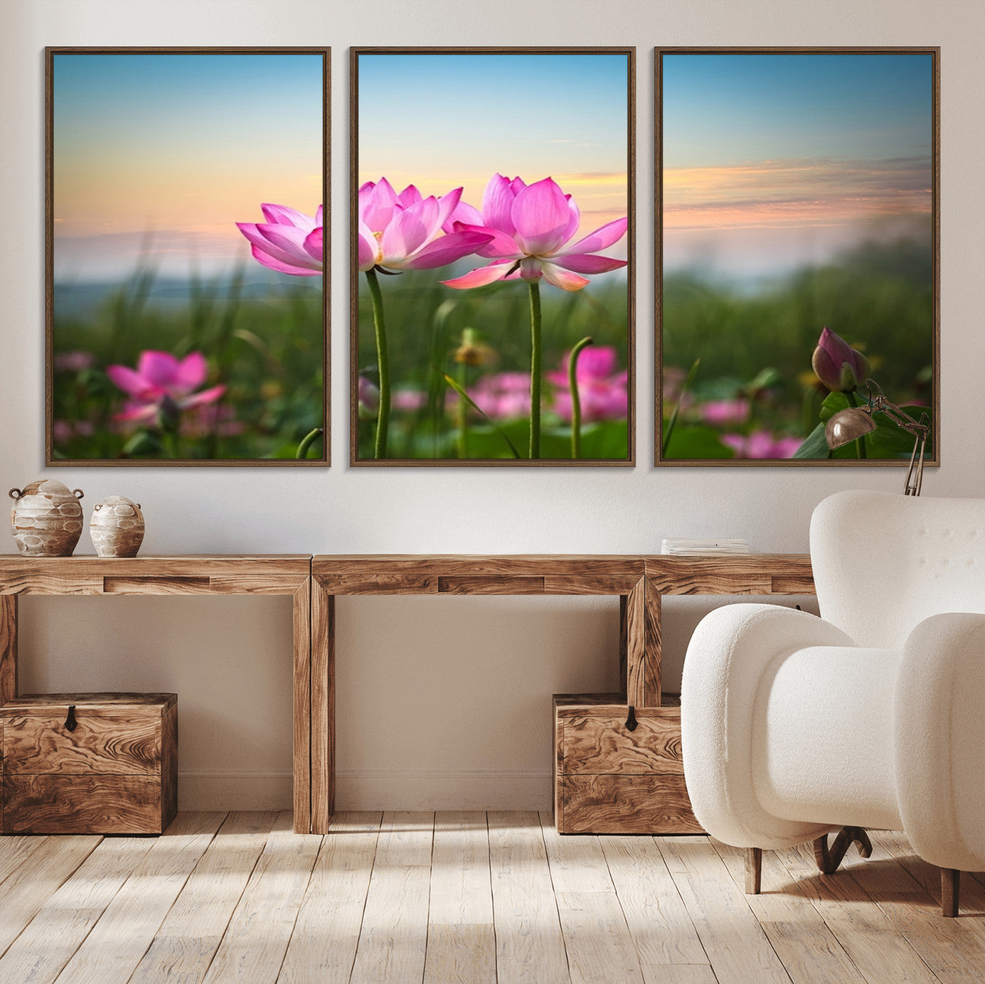 64234-MGV-CV-36X24-Pink Flower on the Mountain Canvas Print, Framed Pink Flower Canvas Wall Art