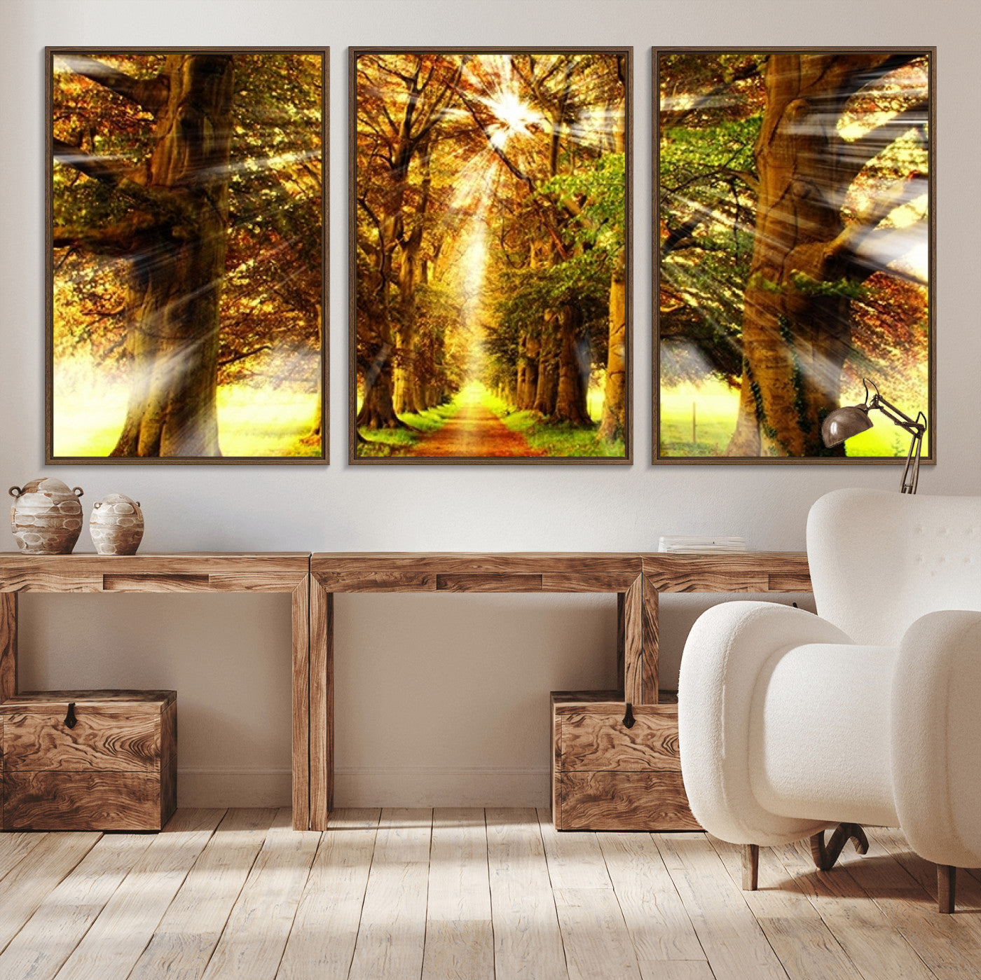 50243-MGV-CV-36X24-Sunshine in Forest and Trees Wall Art Canvas Print