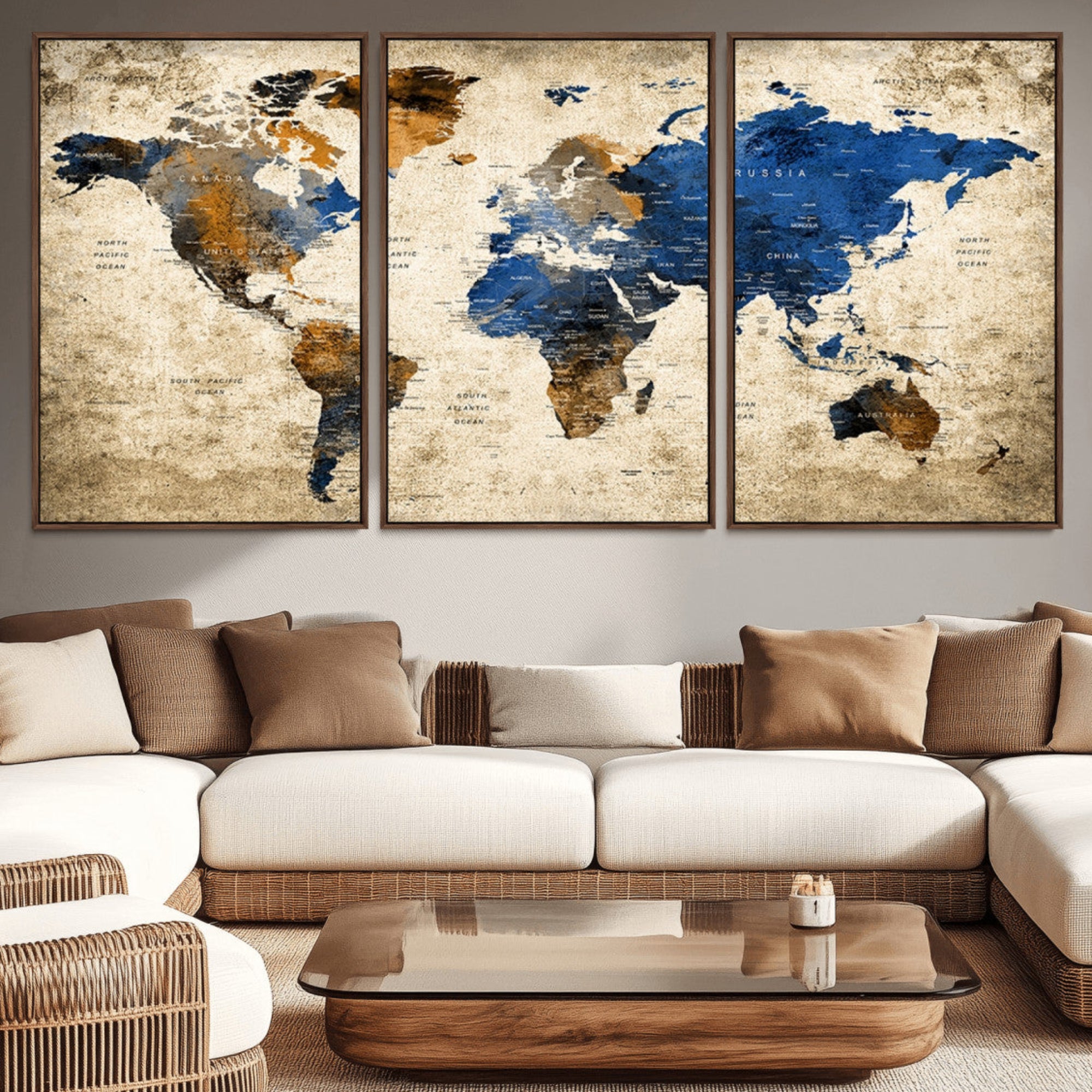 82930-MGV-CV-36X24-Push Pin World Map Canvas Print – Travel Tracker Wall Art for Couples, Perfect Anniversary Gift for Home or Office Decor