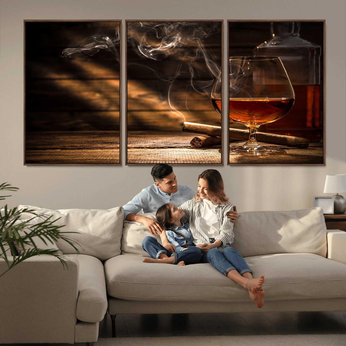 MGV-FC-60X30-3P - Whiskey and Cigar Wall Art Canvas Print