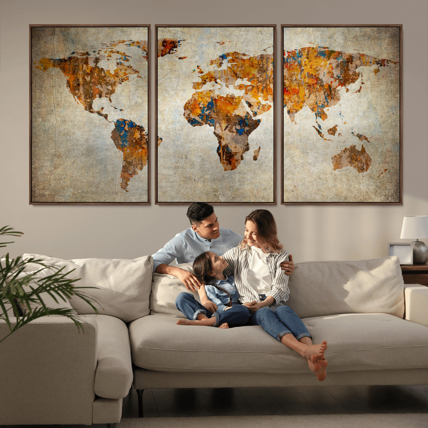 MGV-FC-60X30-3P - Push Pin World Map Canvas Print – Framed Wall Art for Couples to Track Their Travels – Anniversary