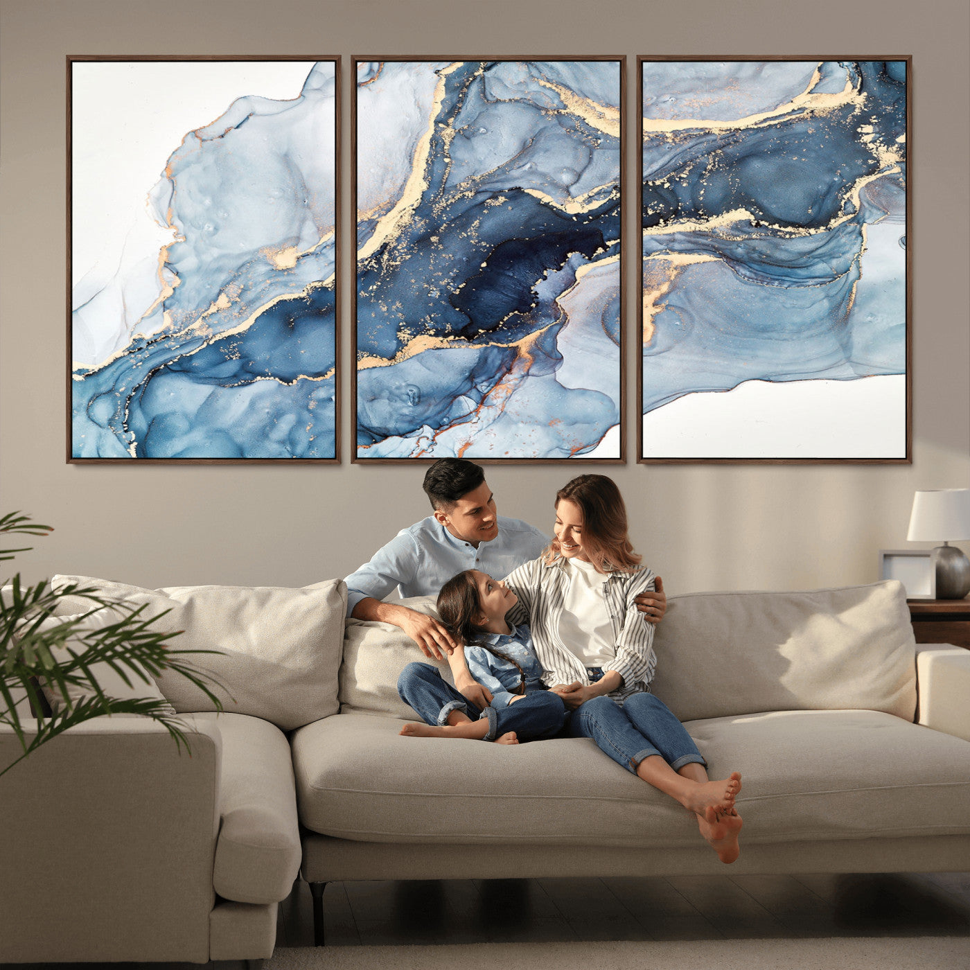 33782-MGV-CV-36X24-Abstract Art Print - Blue Abstract Canvas Wall Art Print Abstract Art Fluid Effect Marble Wall Art