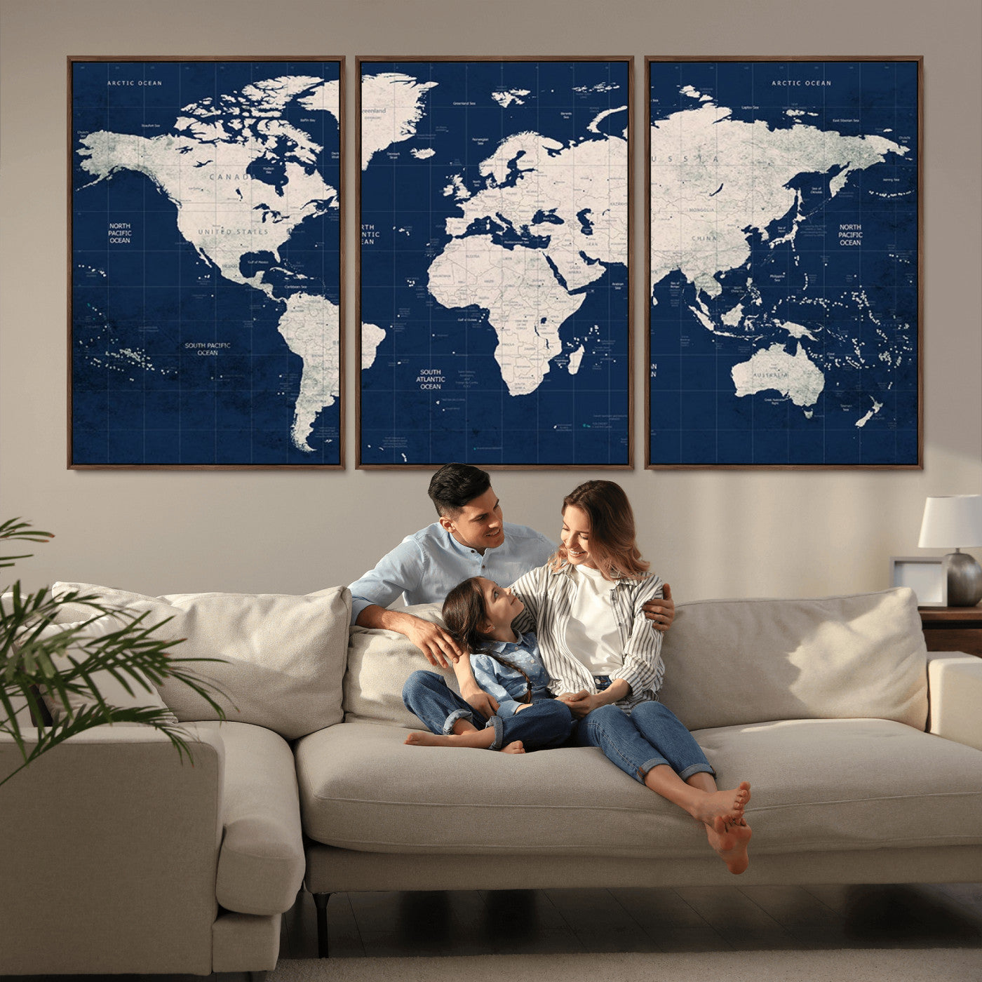 17866-MGV-CV-36X24-Push Pin World Map Canvas Print – Framed Wall Art for Couples to Track Their Travels – Anniversary