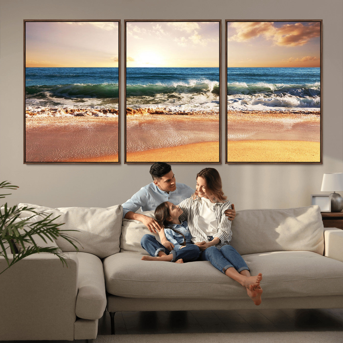 MGV-FC-60X30-3P - Serene Beach Path Canvas Art, Giclee Canvas Print with Gallery Wrap, Coastal Sand Dunes Wall Art Featuring Canon Print Quality