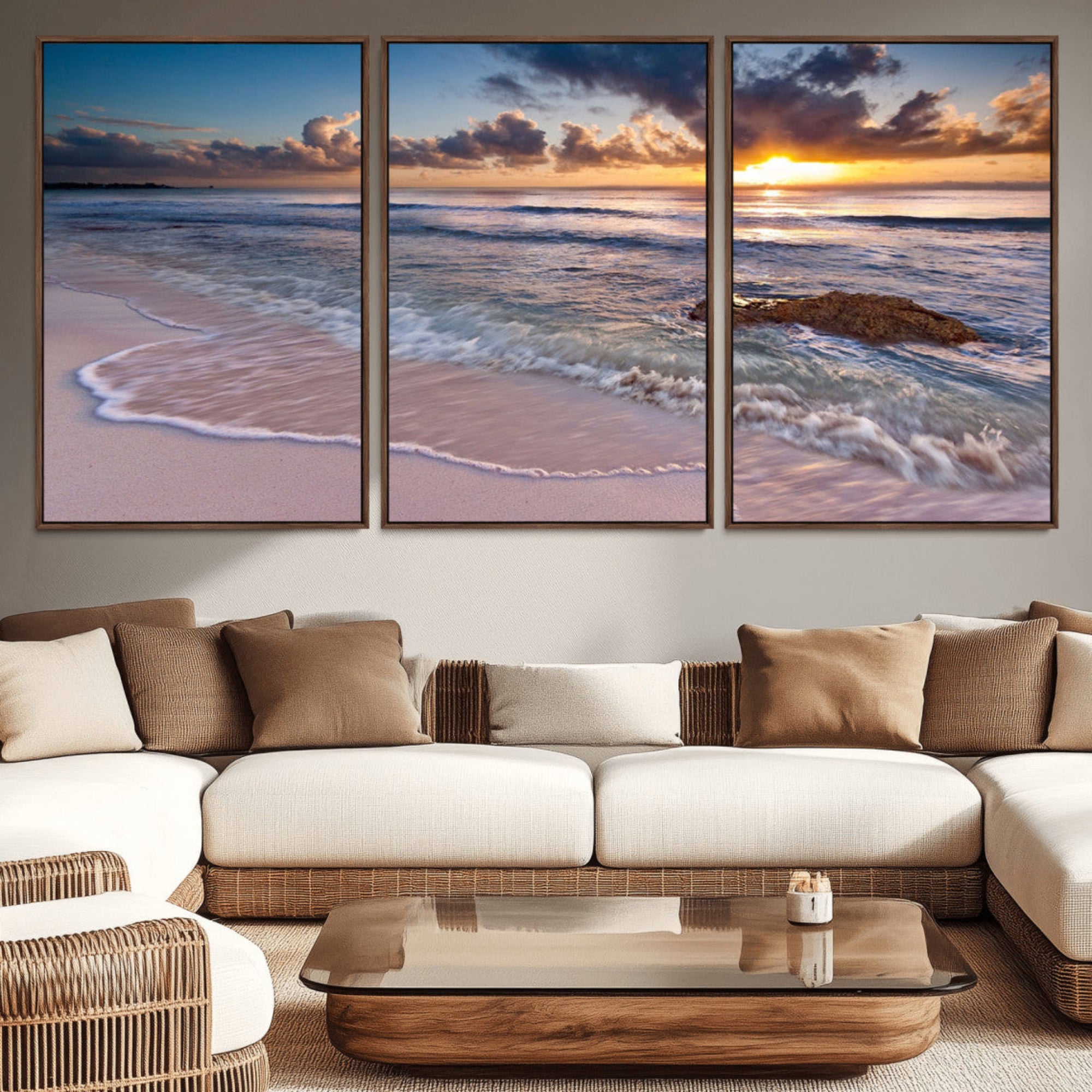 94906-MGV-CV-36X24-Sea Ocean Sunset Beach Wall Art Canvas Print