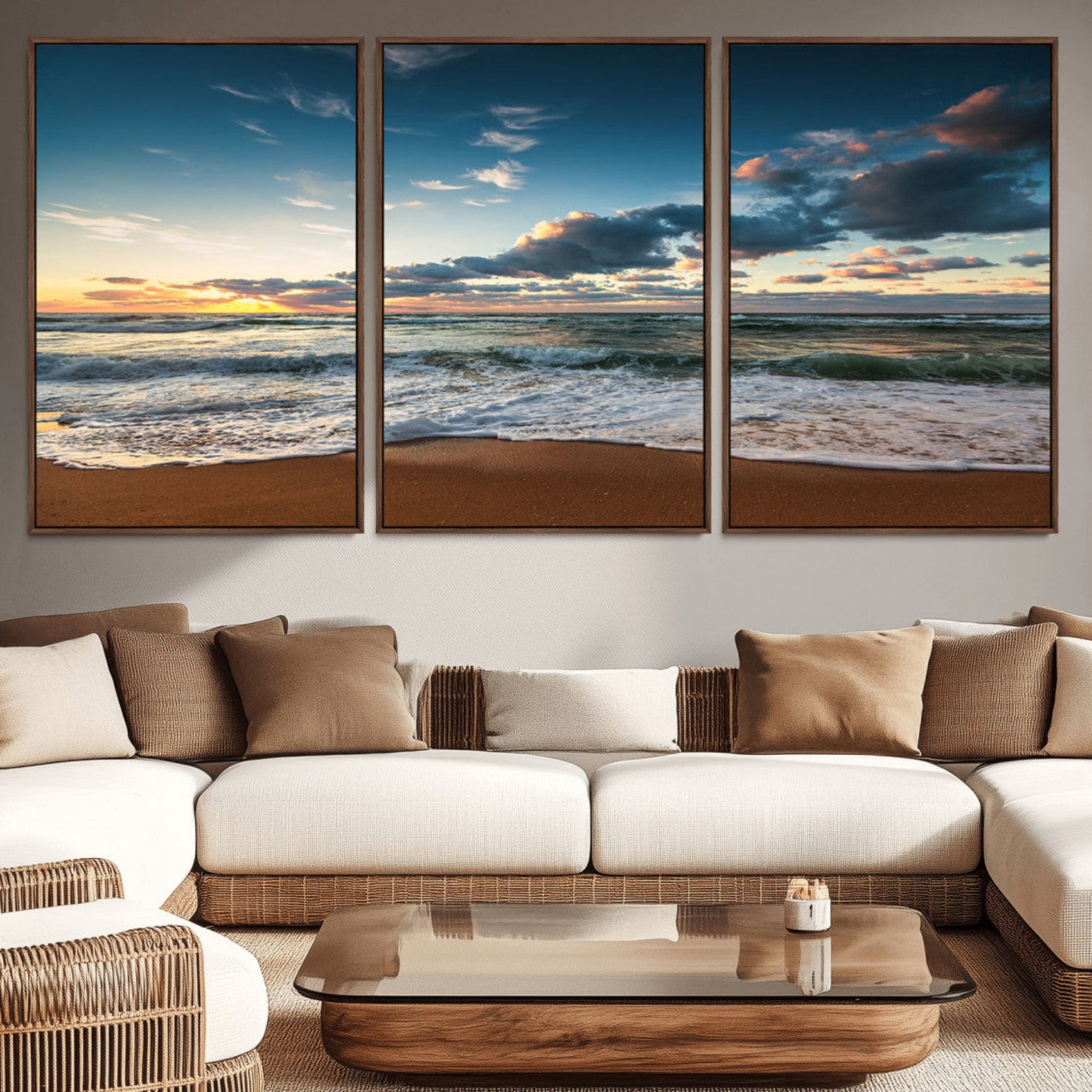58103-MGV-CV-36X24-Ocean Beach Wall Art Canvas Print Sunset Artwork Print Coastal Wall Art