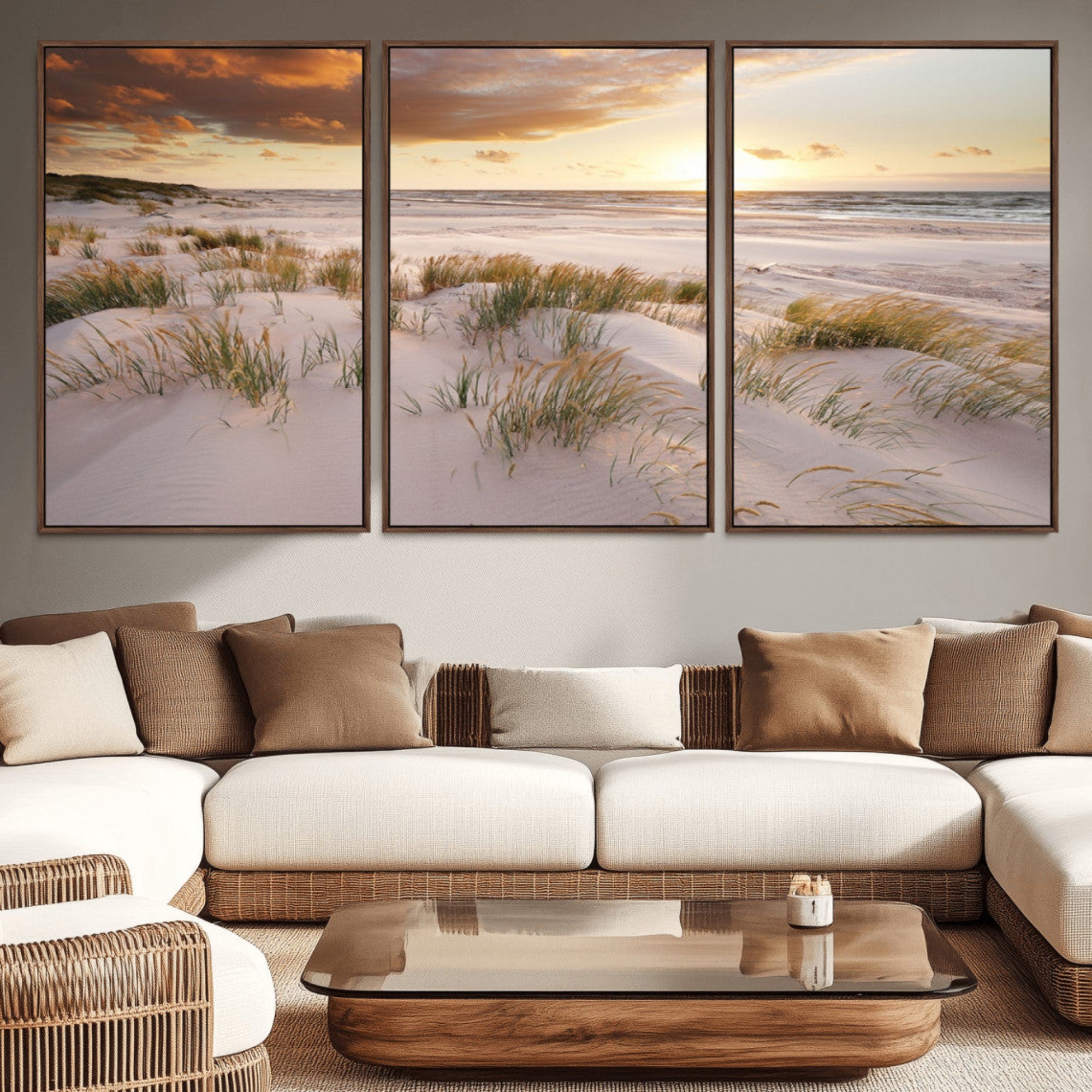 61246-MGV-CV-36X24-Flight Over Coastal Beach Landscape, Flight Over Coastal Beach Print Canvas Wall Art