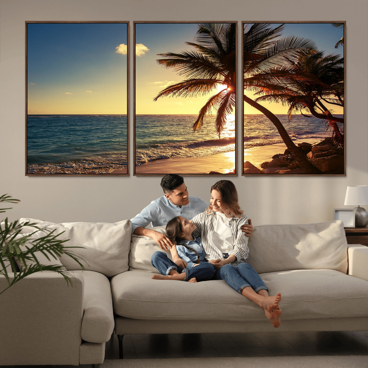 MGV-FC-60X30-3P - Sunset Palm Trees Wall Art Canvas Print