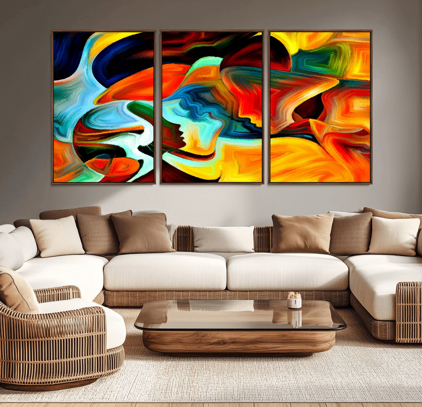 -Human Love Figures Abstract Wall Art Canvas Print