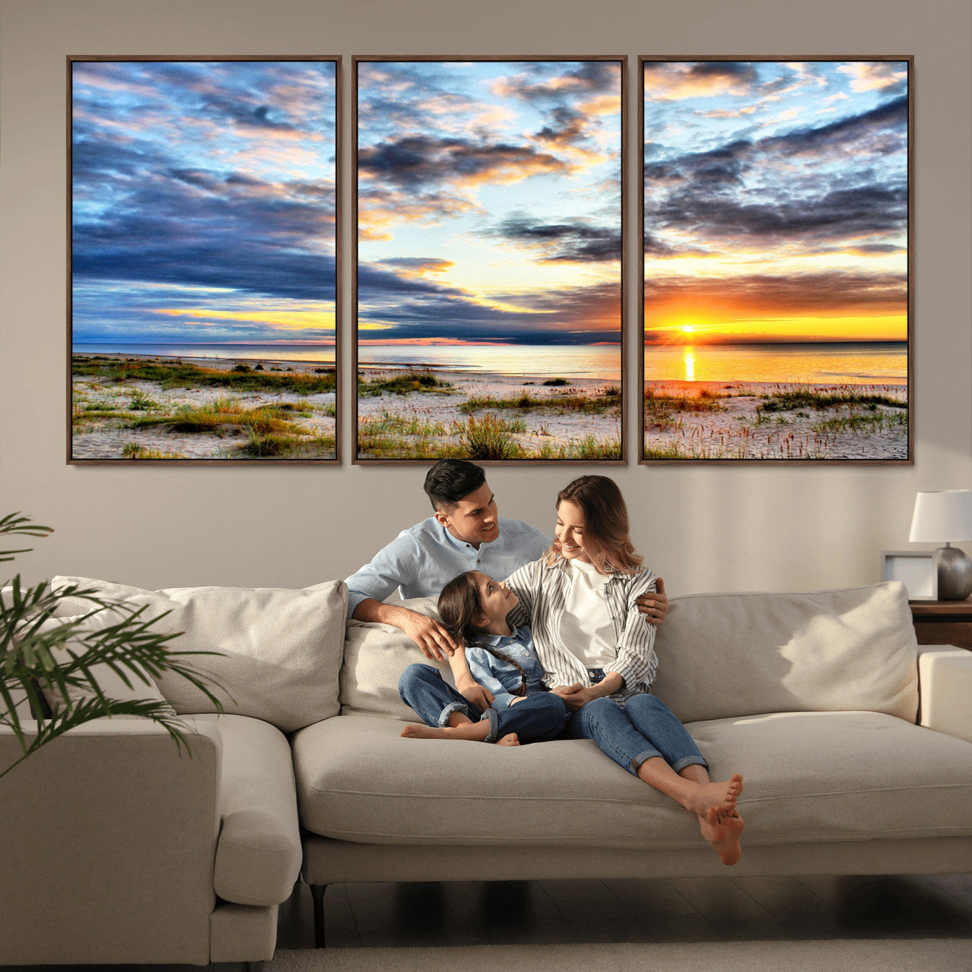 MGV-FC-60X30-3P - Sunset On The Ocean Wall Art Canvas Print