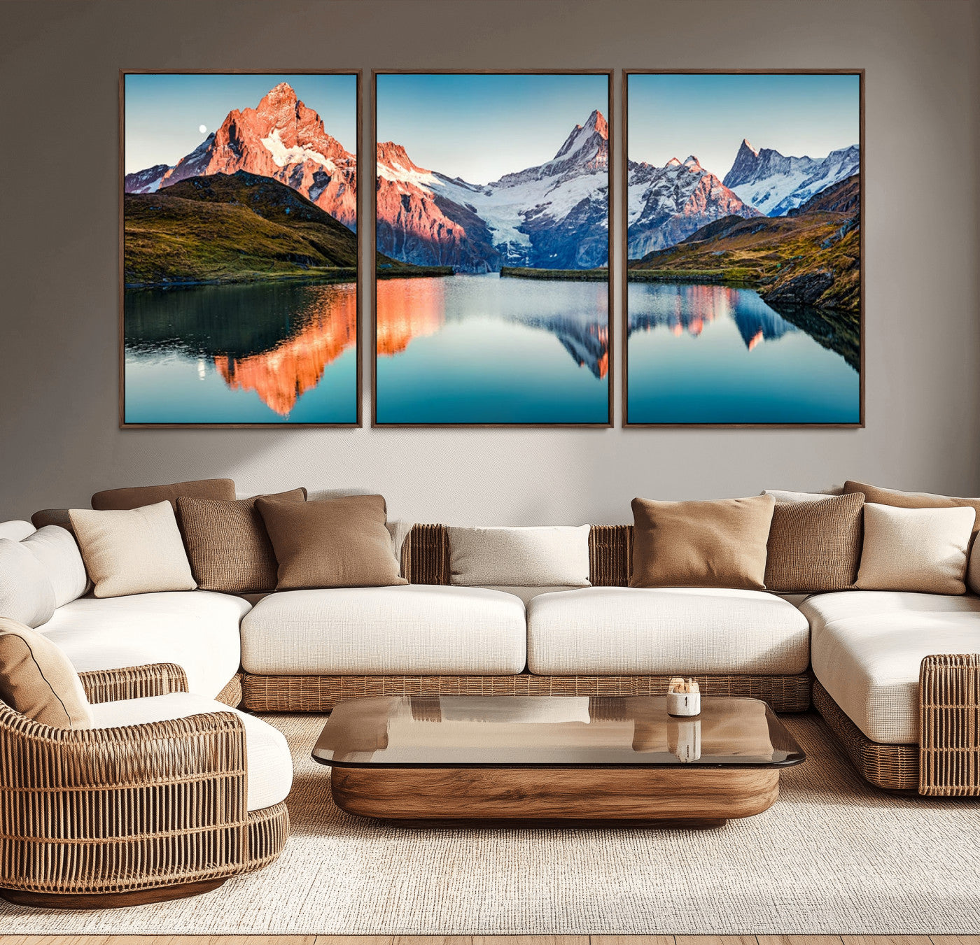 MGV-FC-60X30-3P - Landscape Mountain and Lake View Wall Art Canvas Print