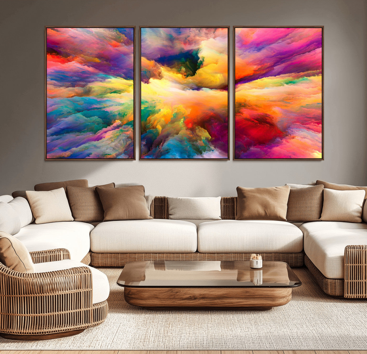 MGV-FC-60X30-3P - Blazing Vibrant Colors Cloud Wall Art Canvas Print